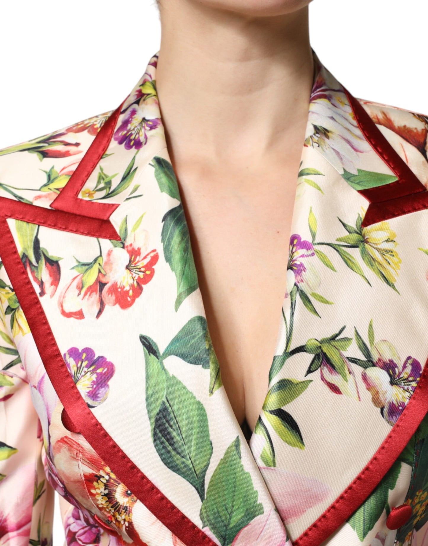 Dolce & Gabbana – Zweireihige Jacke mit mehrfarbigem Blumenmuster
