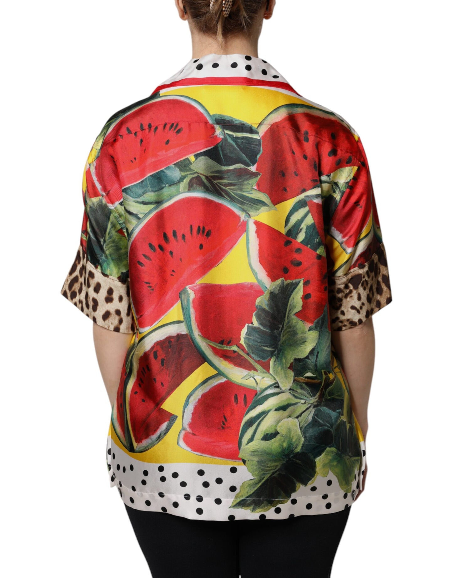 Dolce & Gabbana – Mehrfarbiges Hemdoberteil mit Wassermelonenkragen