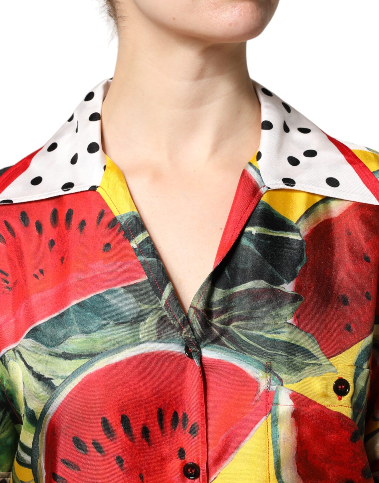 Dolce & Gabbana – Mehrfarbiges Hemdoberteil mit Wassermelonenkragen