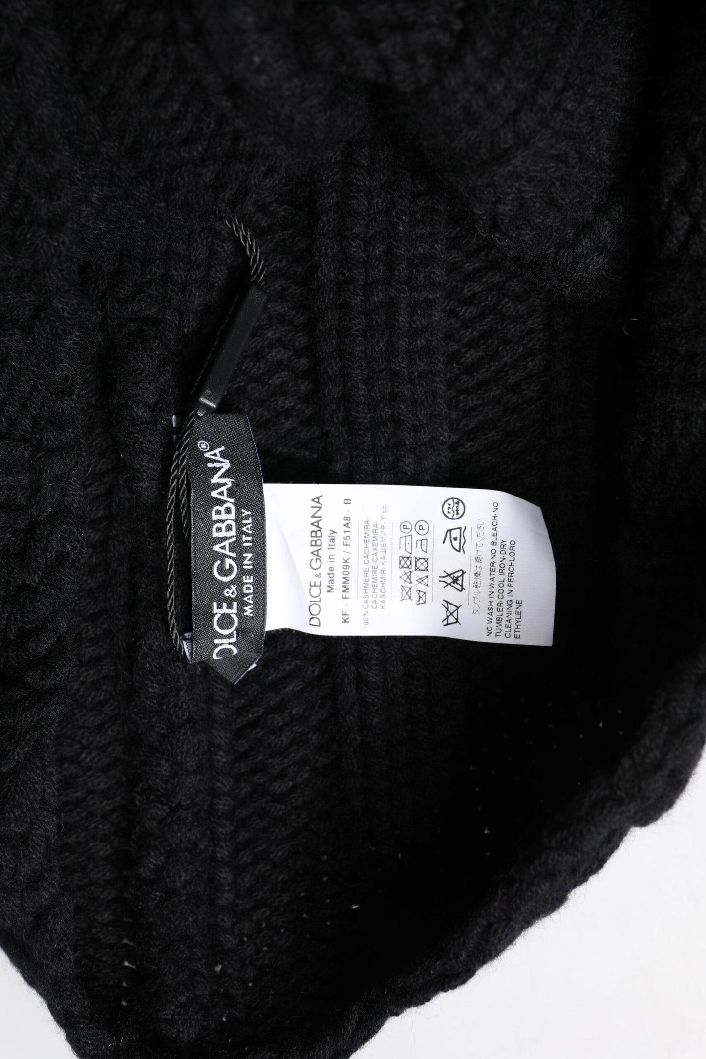 Dolce & Gabbana – Schwarzer, gestrickter Halswärmer-Foulardschal aus Kaschmir