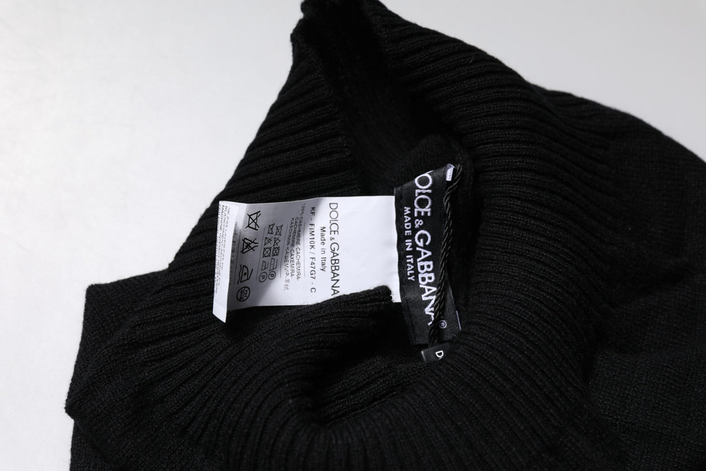 Dolce & Gabbana – Schwarzer, gestrickter Halswärmer-Foulardschal aus Kaschmir