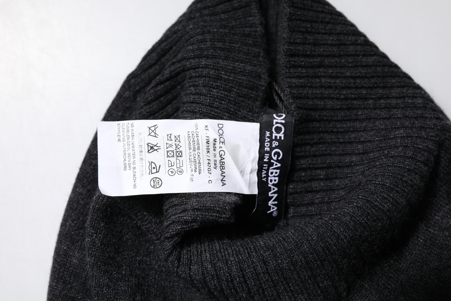 Dolce & Gabbana – Schwarzer, gestrickter Halswärmer-Foulardschal aus Kaschmir