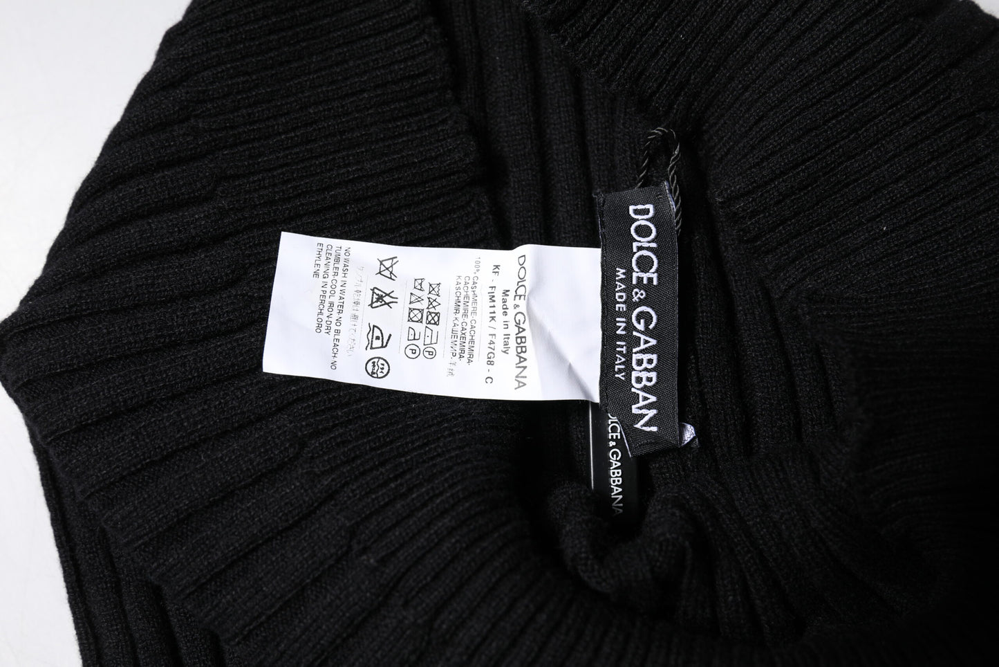 Dolce & Gabbana – Schwarzer, gestrickter Halswärmer-Foulardschal aus Kaschmir