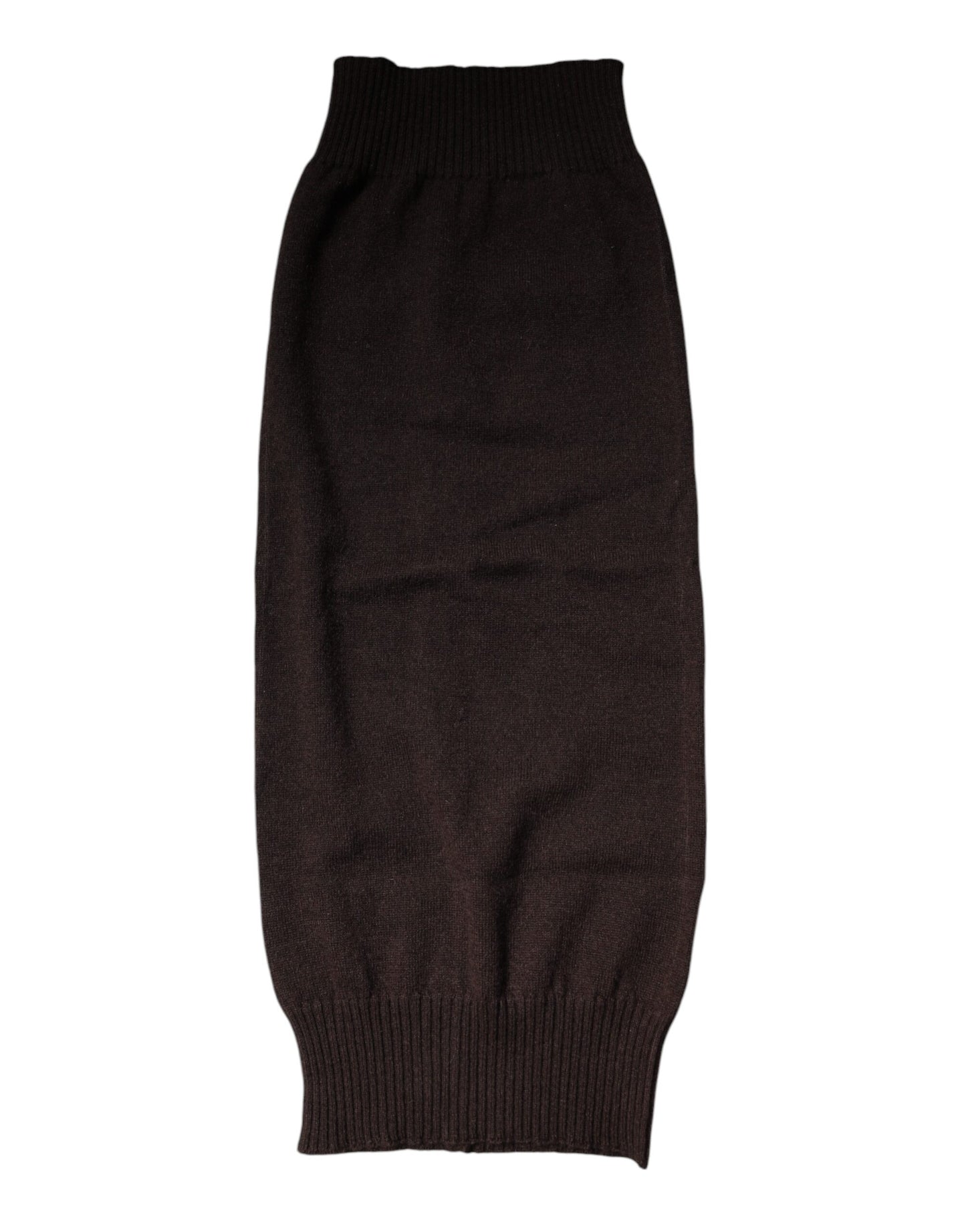 Dolce & Gabbana – Brauner, gestrickter Halswärmer-Foulardschal aus Kaschmir