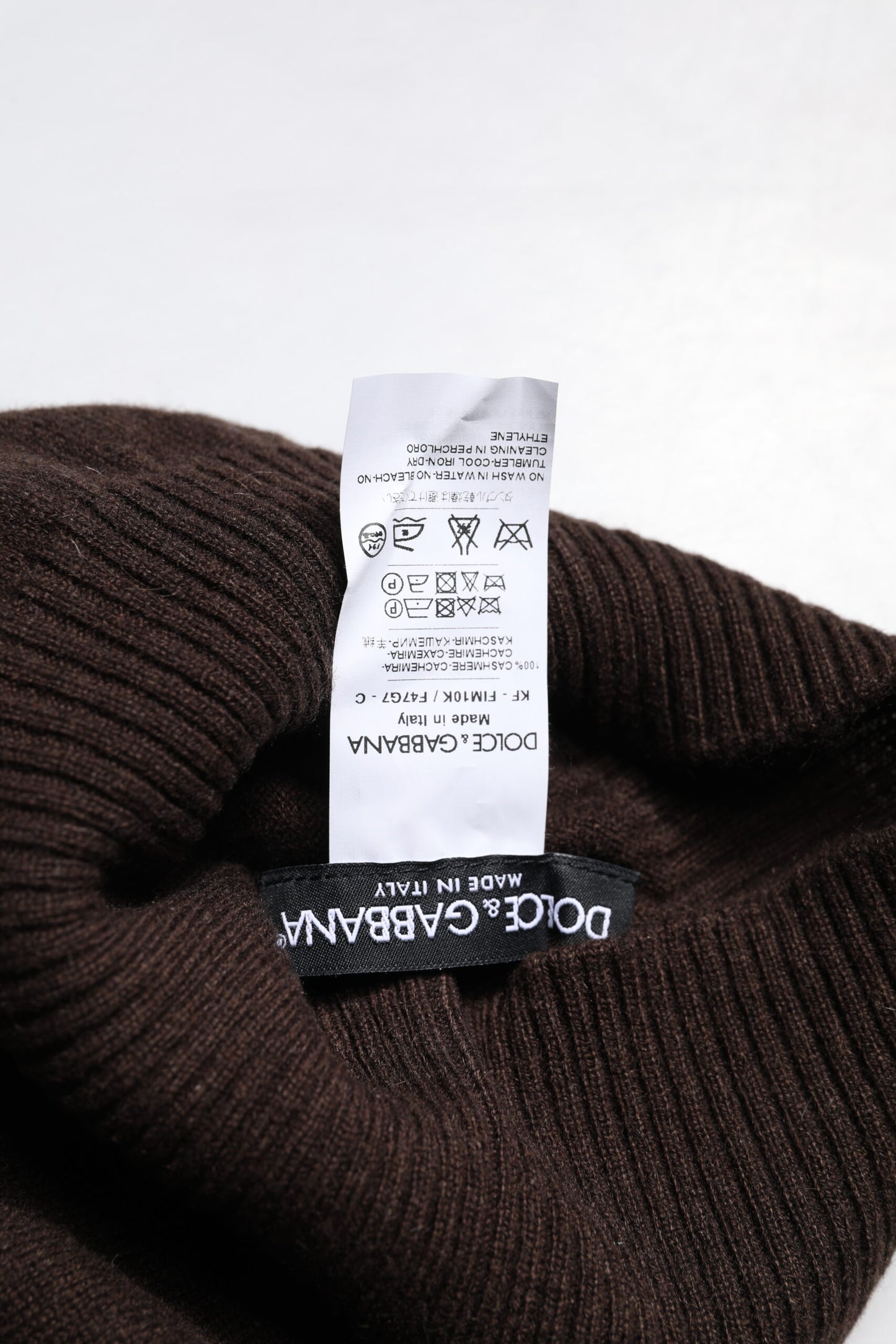 Dolce & Gabbana – Brauner, gestrickter Halswärmer-Foulardschal aus Kaschmir