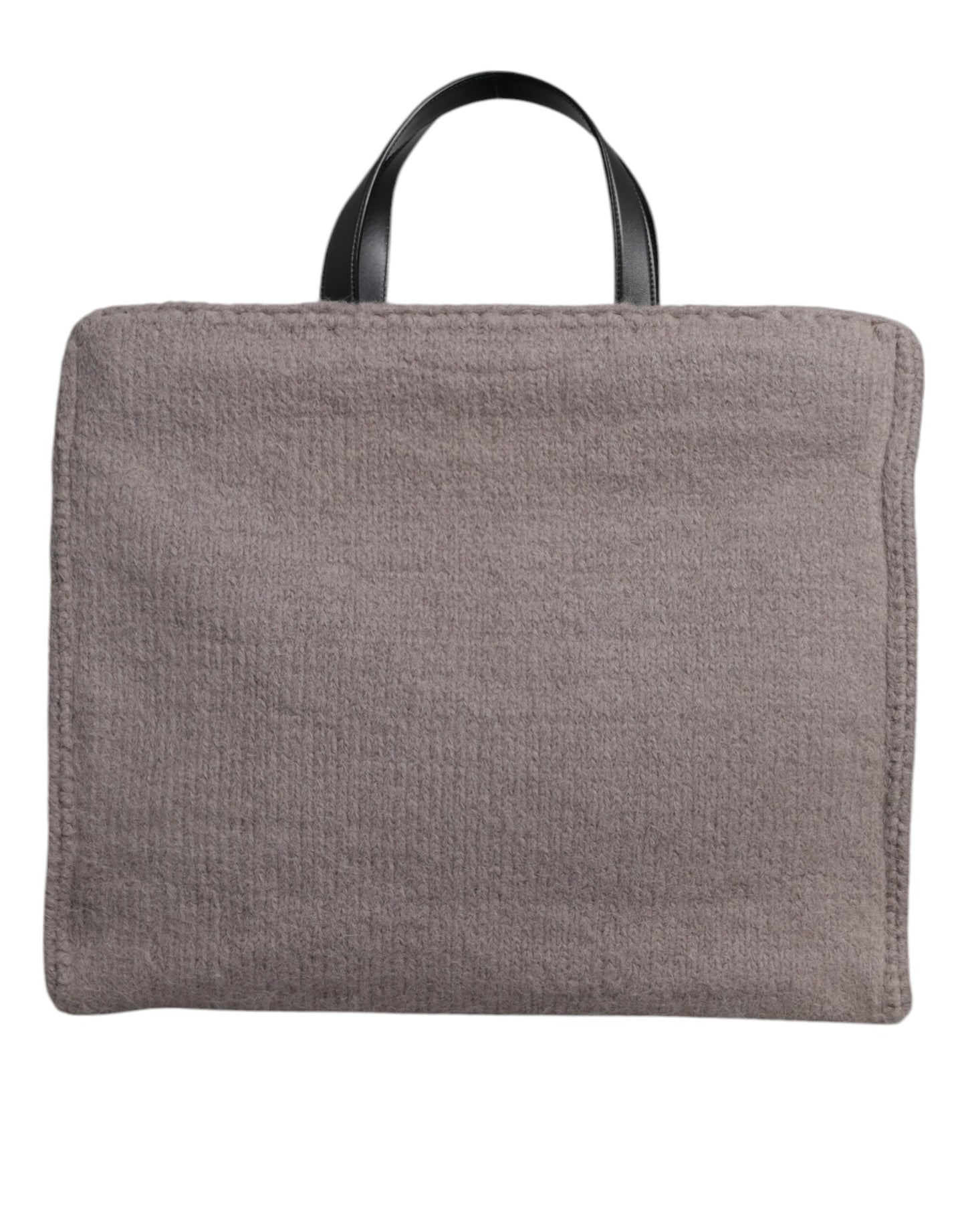 Dolce & Gabbana Gray Alpaca Wool Logo Plaque Tote Shoulder Bag
