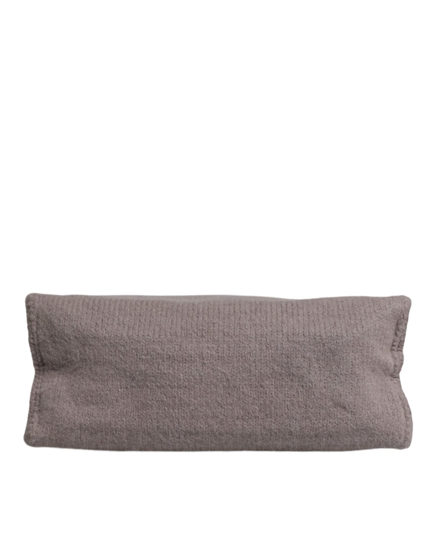 Dolce & Gabbana Gray Alpaca Wool Logo Plaque Tote Shoulder Bag
