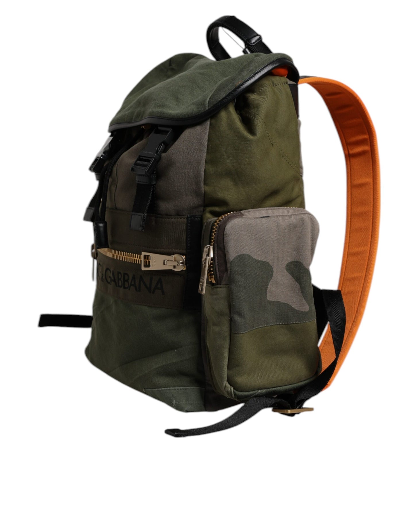 Dolce & Gabbana Militärgrüner Patchwork-Schulrucksack