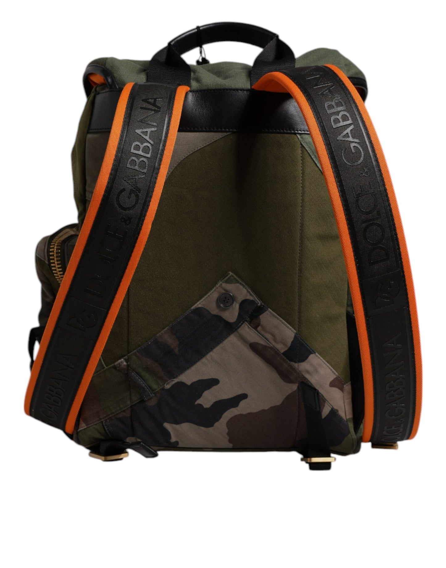 Dolce & Gabbana Militärgrüner Patchwork-Schulrucksack