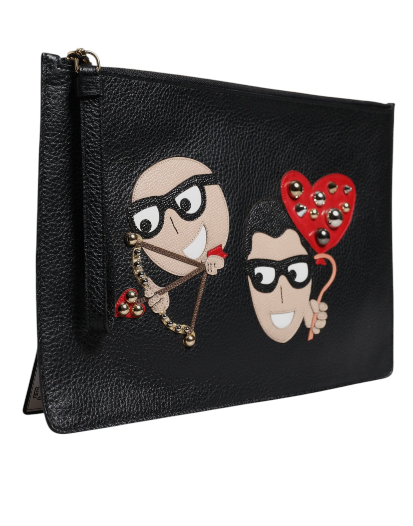 Dolce & Gabbana – Schwarze Clutch aus verziertem Leder #DGFamily