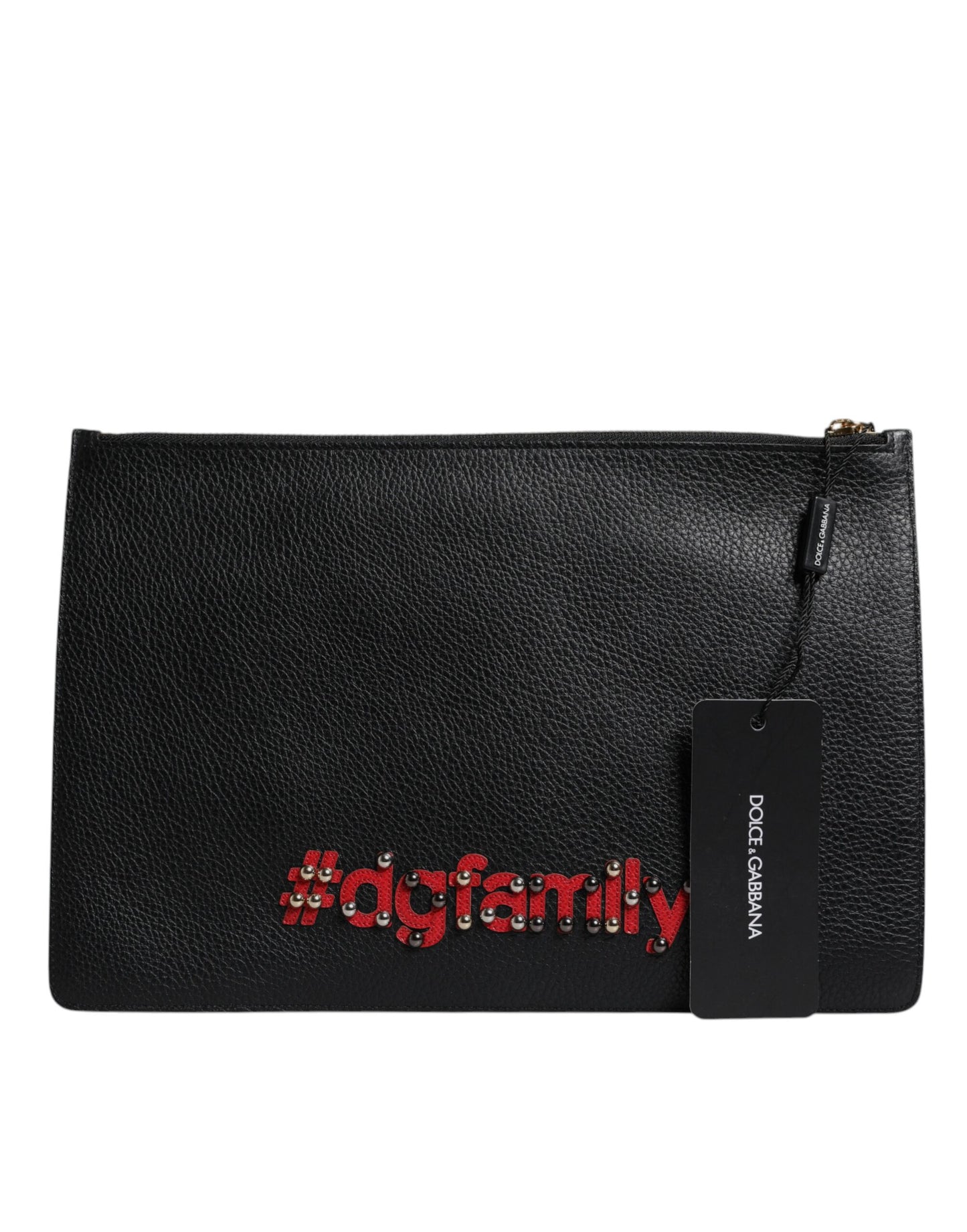 Dolce & Gabbana – Schwarze Clutch aus verziertem Leder #DGFamily