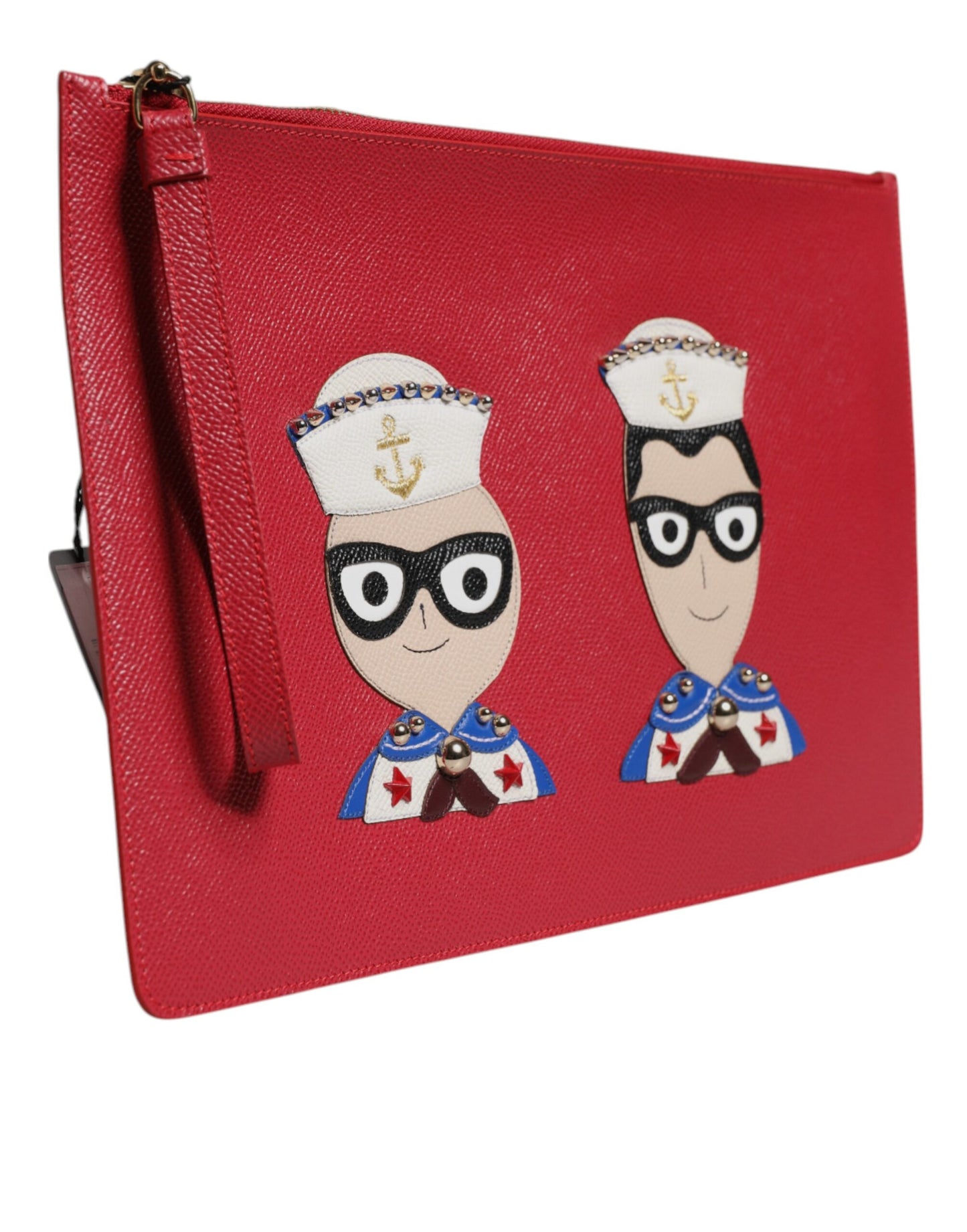 Dolce & Gabbana Rote #DGFamily Clutch aus verziertem Leder