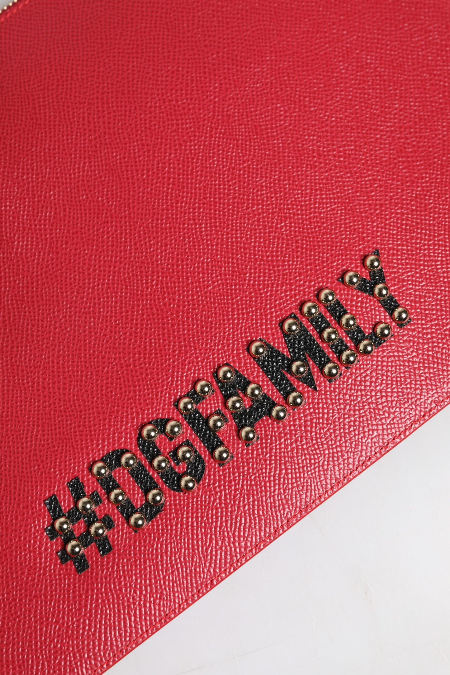 Dolce & Gabbana Rote #DGFamily Clutch aus verziertem Leder