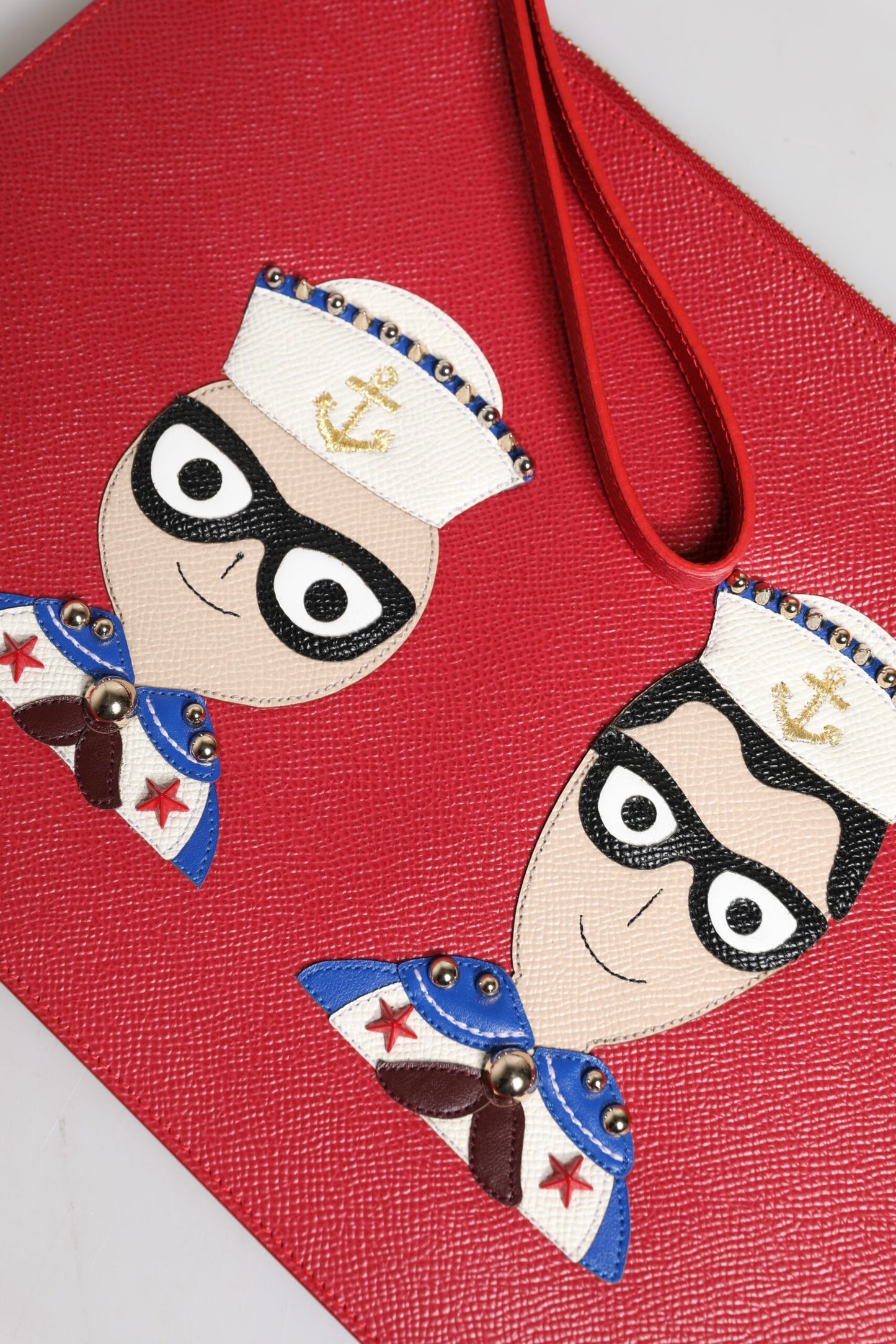 Dolce & Gabbana Rote #DGFamily Clutch aus verziertem Leder