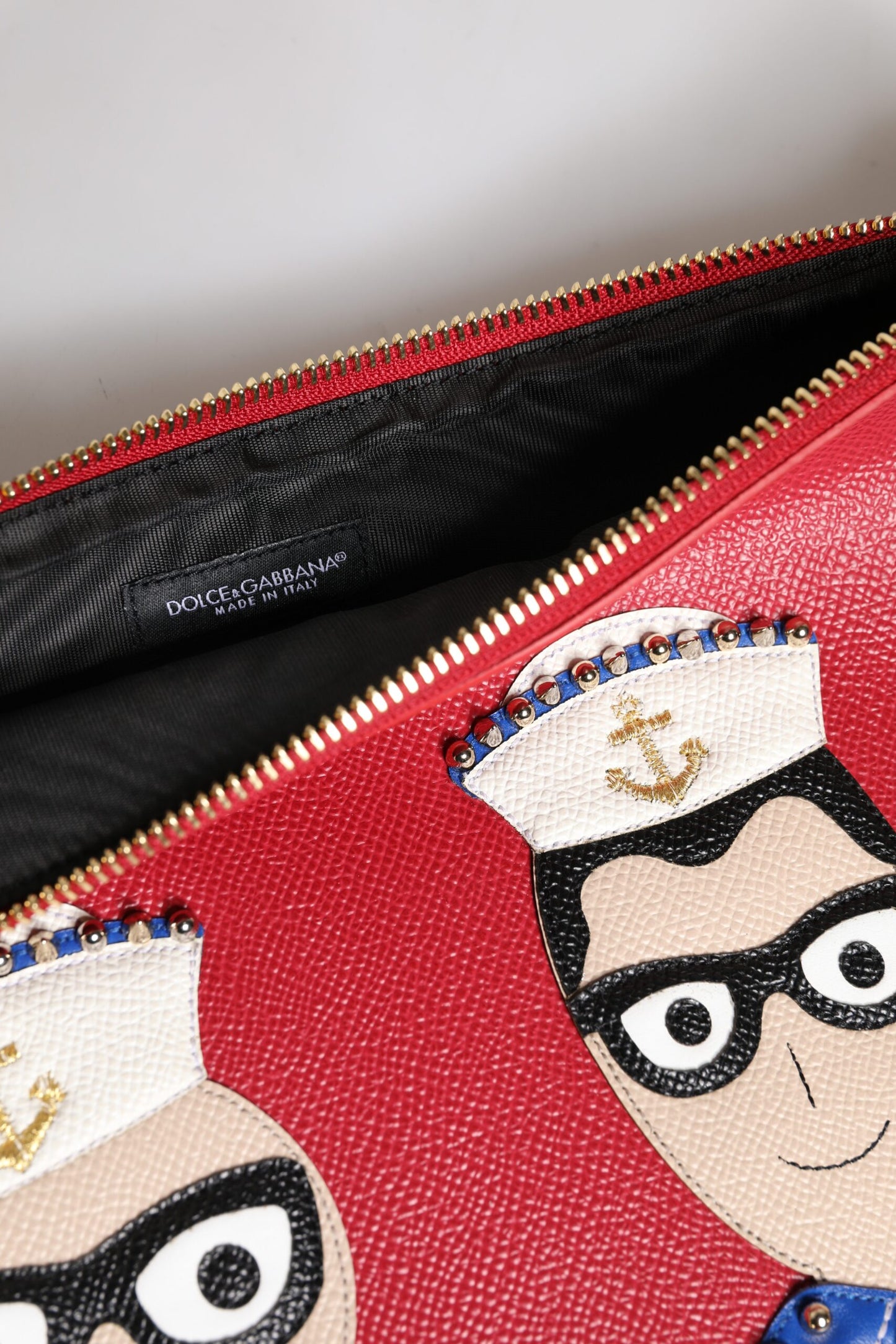 Dolce & Gabbana Rote #DGFamily Clutch aus verziertem Leder