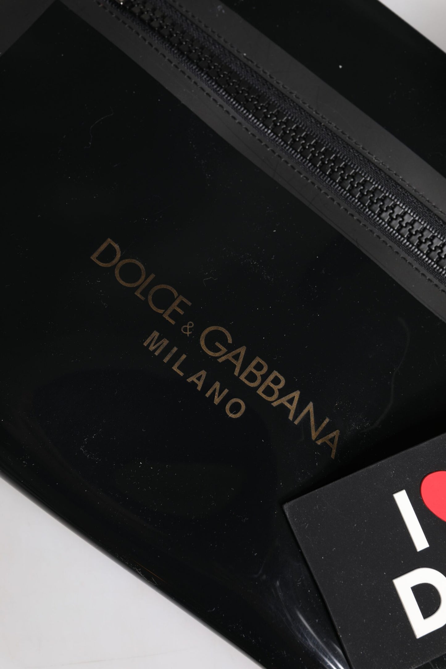 Dolce & Gabbana Schwarze PVC-Ledertasche mit Schultergurt