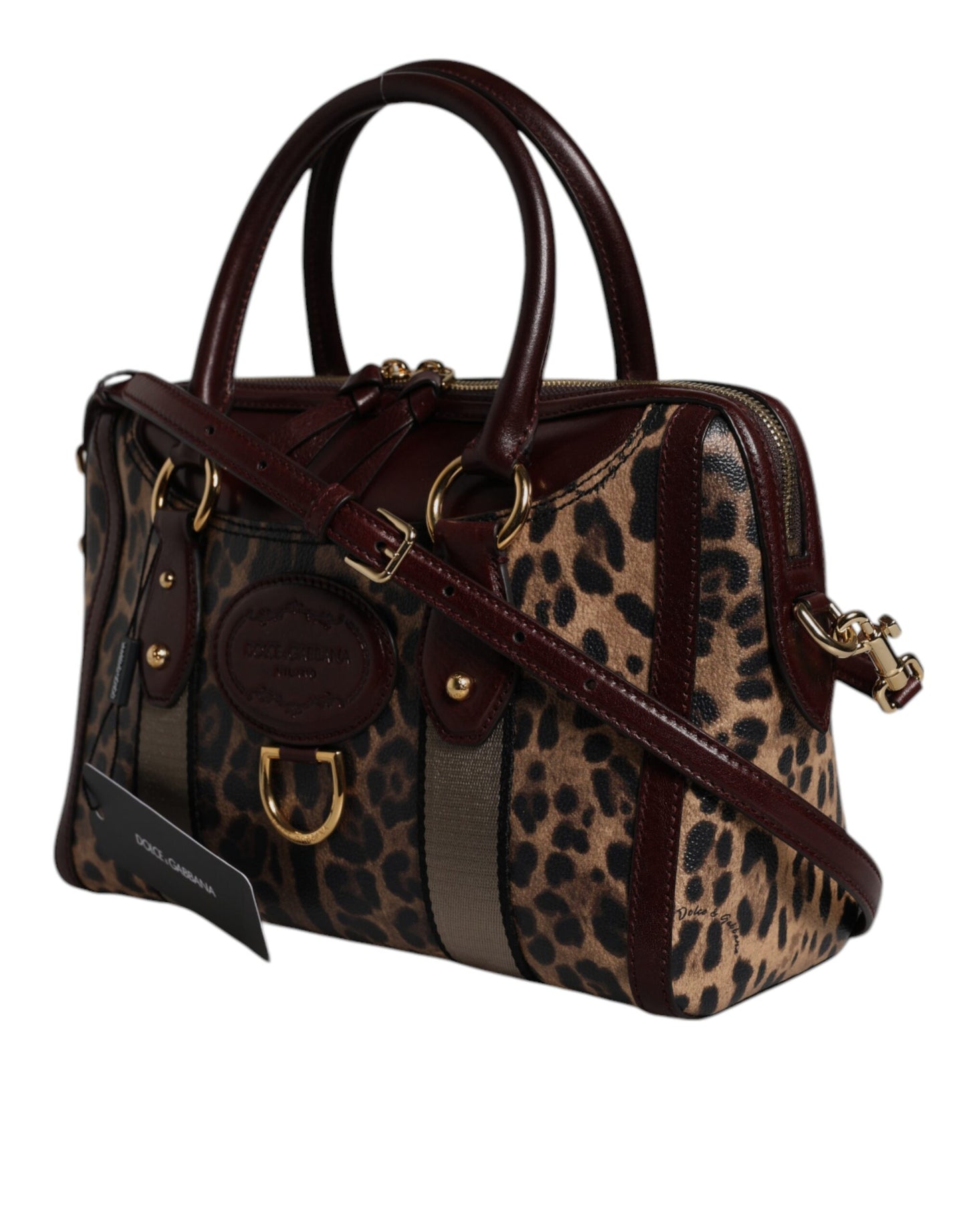 Dolce & Gabbana – Reisetasche aus braunem Leopardenleder mit Schultergurt