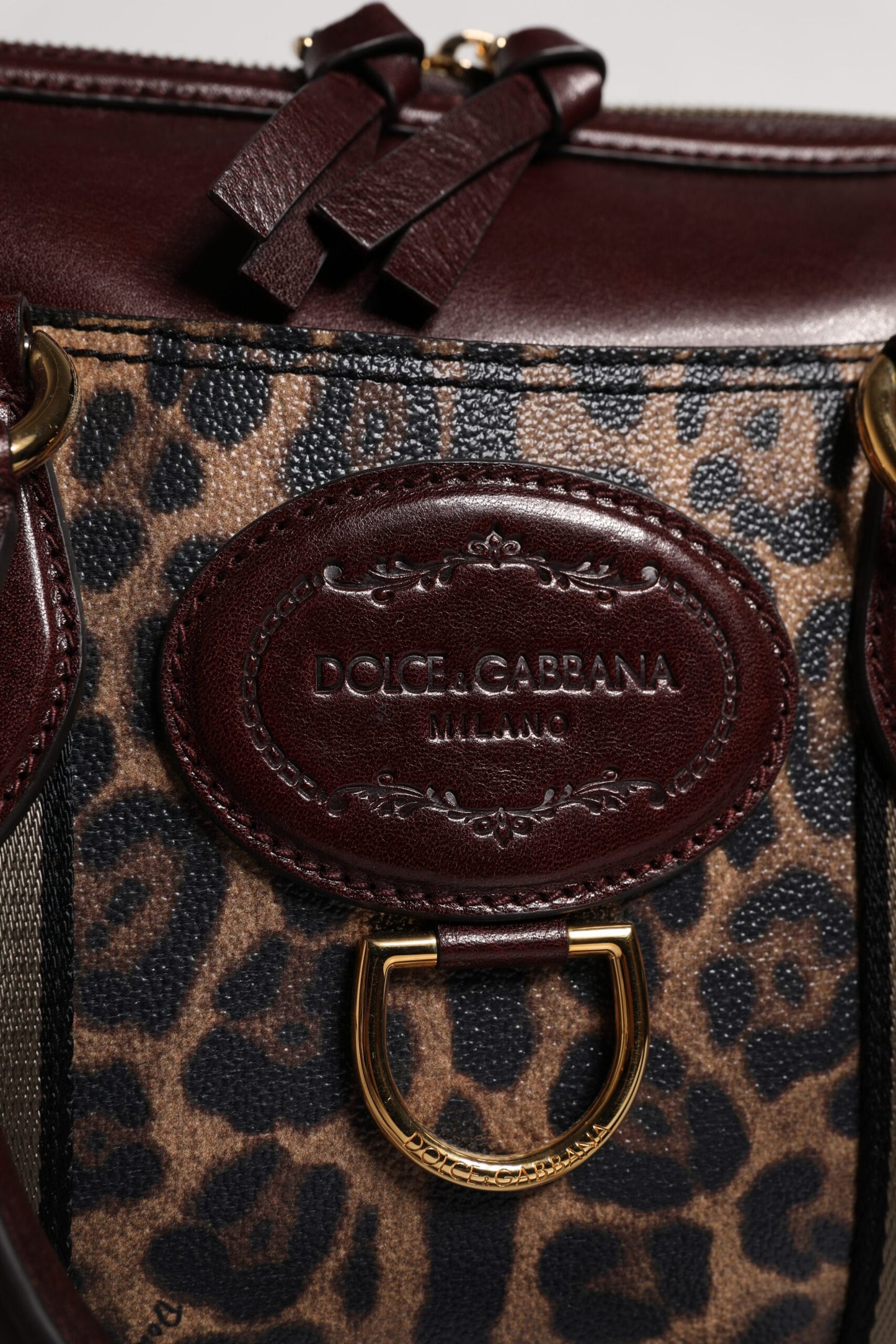 Dolce & Gabbana – Reisetasche aus braunem Leopardenleder mit Schultergurt