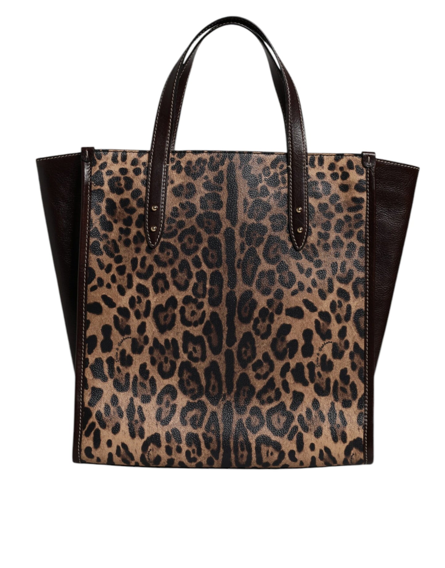 Dolce & Gabbana – Tragetasche aus braunem Leder mit Leopardenmuster und Schulterriemen