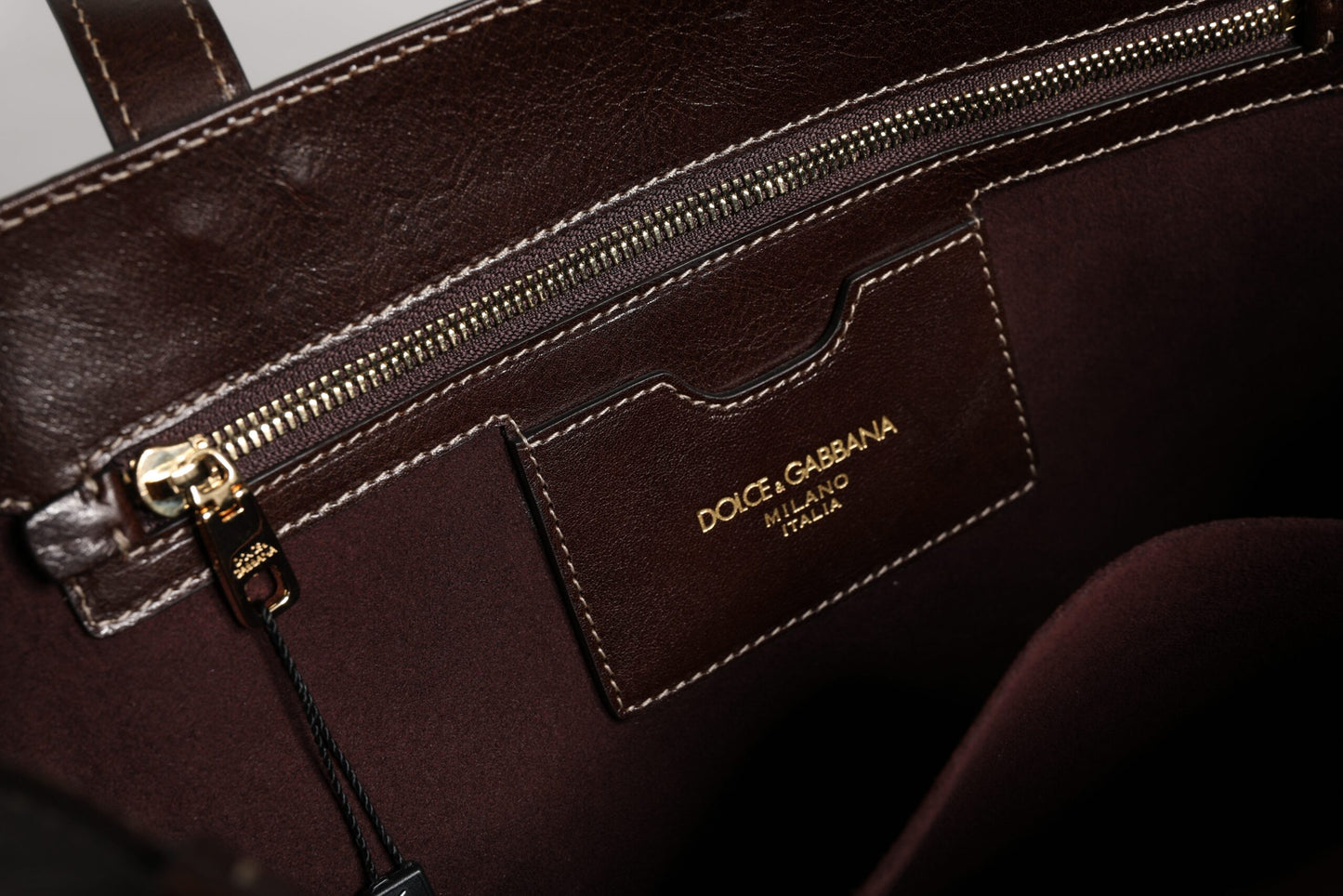 Dolce & Gabbana – Tragetasche aus braunem Leder mit Leopardenmuster und Schulterriemen