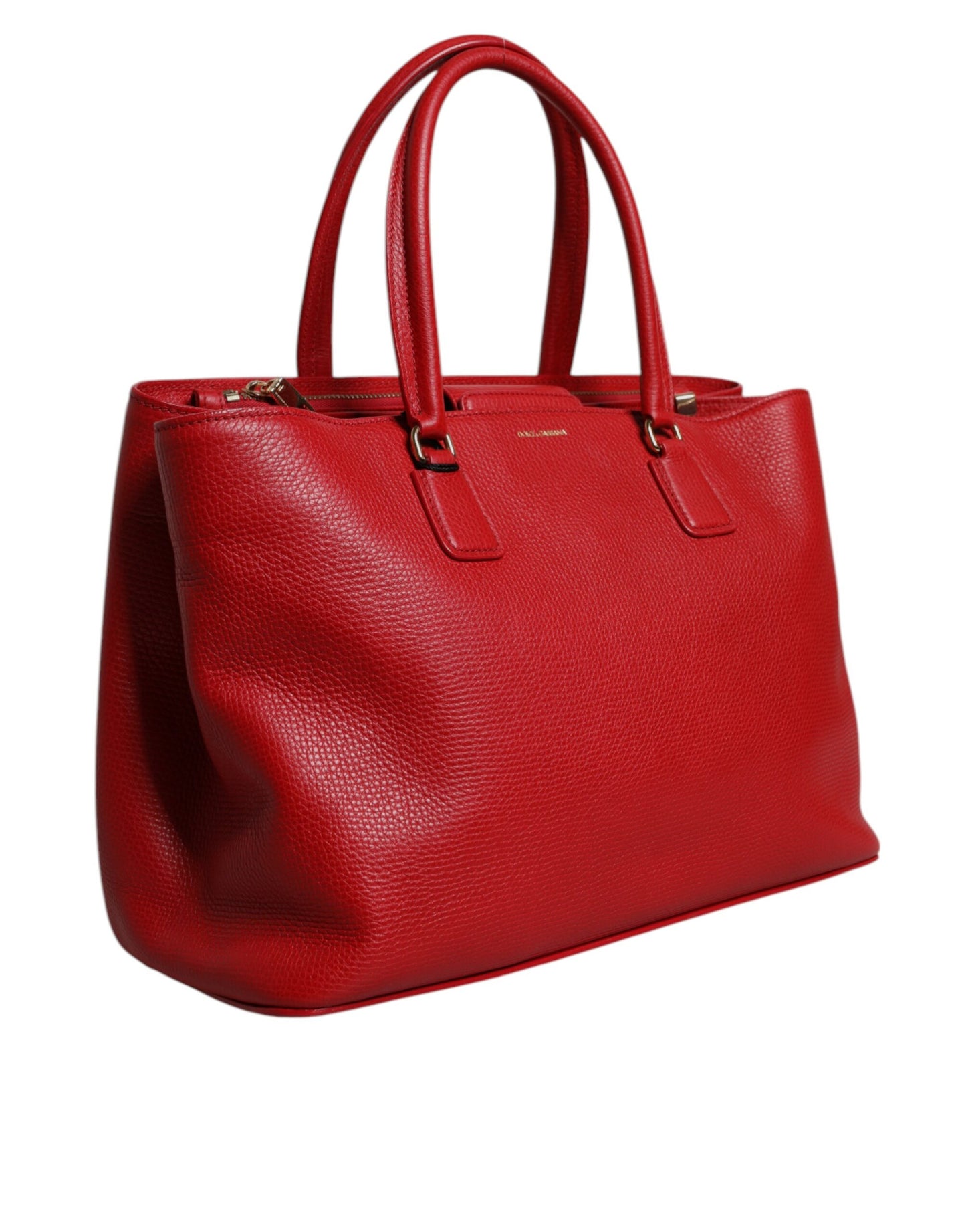 Dolce & Gabbana – Rote Kalbsledertasche mit Logo-Schild und Henkel