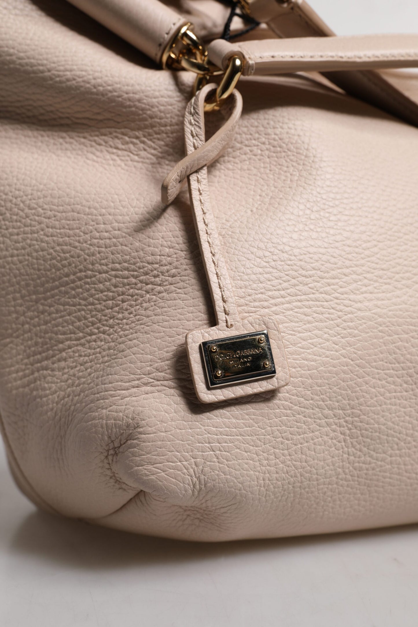 Dolce & Gabbana – Tragetasche mit Logo-Schild aus Hirschleder in Hellrosa