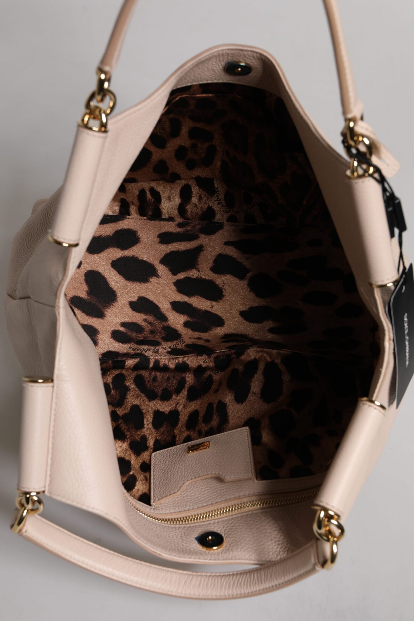 Dolce & Gabbana – Tragetasche mit Logo-Schild aus Hirschleder in Hellrosa
