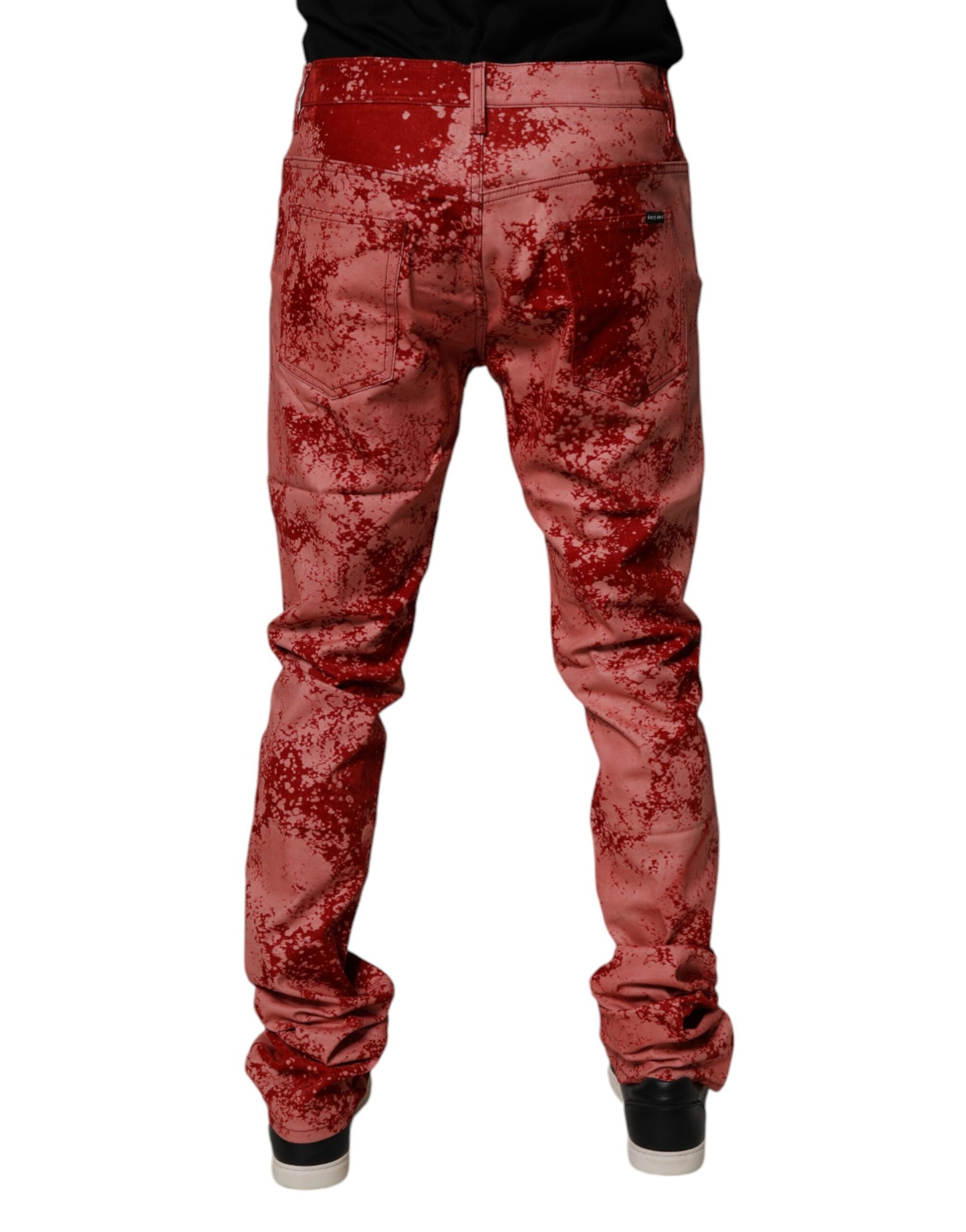 Dolce & Gabbana – Rote Skinny-Jeans aus Baumwolle mit Batikmuster für Herren