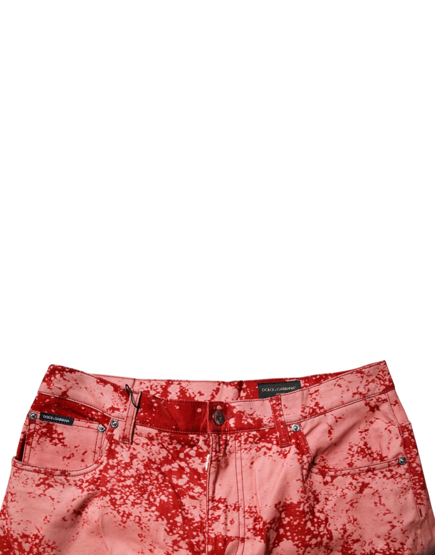 Dolce & Gabbana – Rote Skinny-Jeans aus Baumwolle mit Batikmuster für Herren
