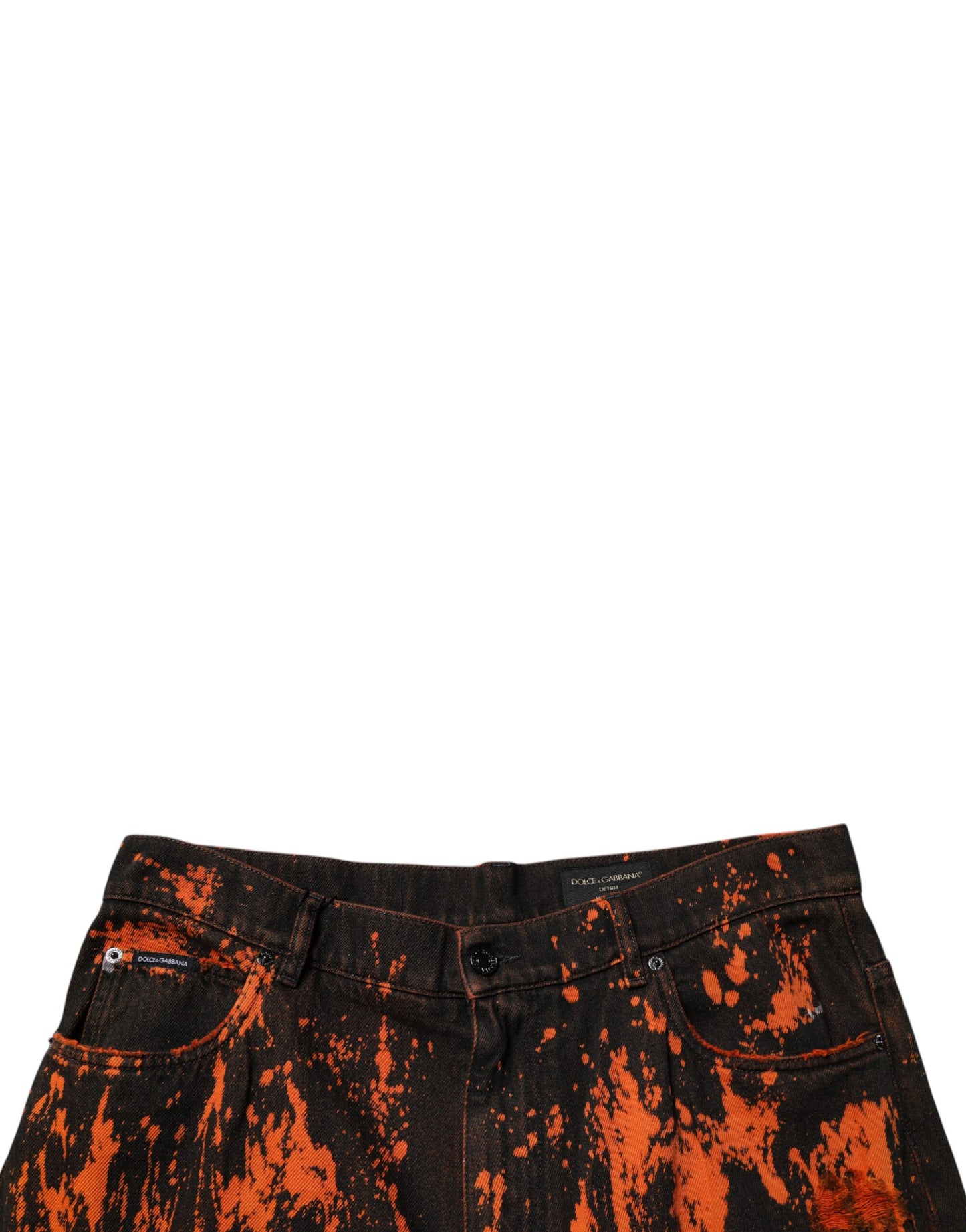 Dolce & Gabbana – Gerade Jeans aus Baumwolle mit Batikmuster in Schwarz und Rot