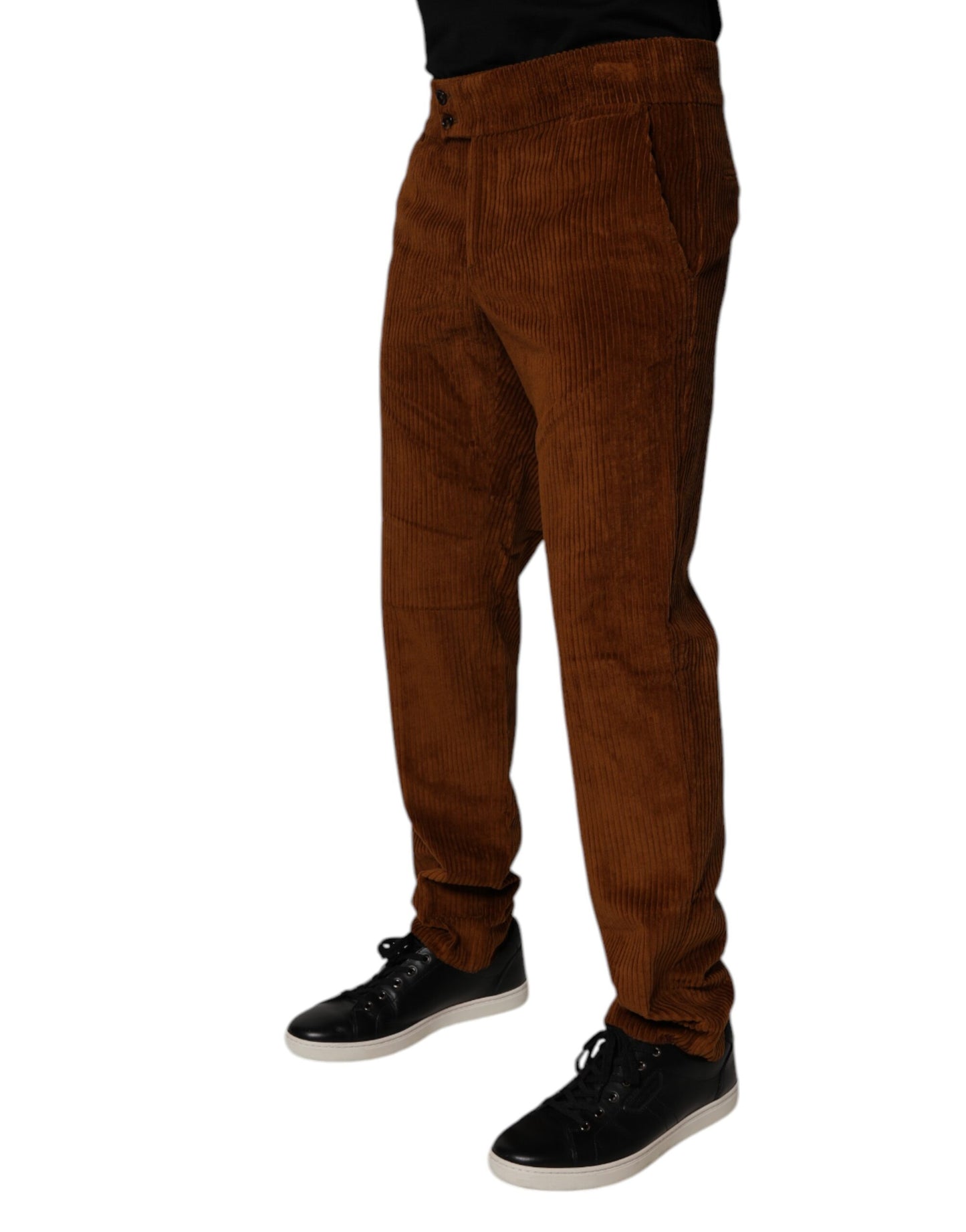 Dolce & Gabbana Dunkelbraune Skinny-Jeans aus Cord-Baumwolle