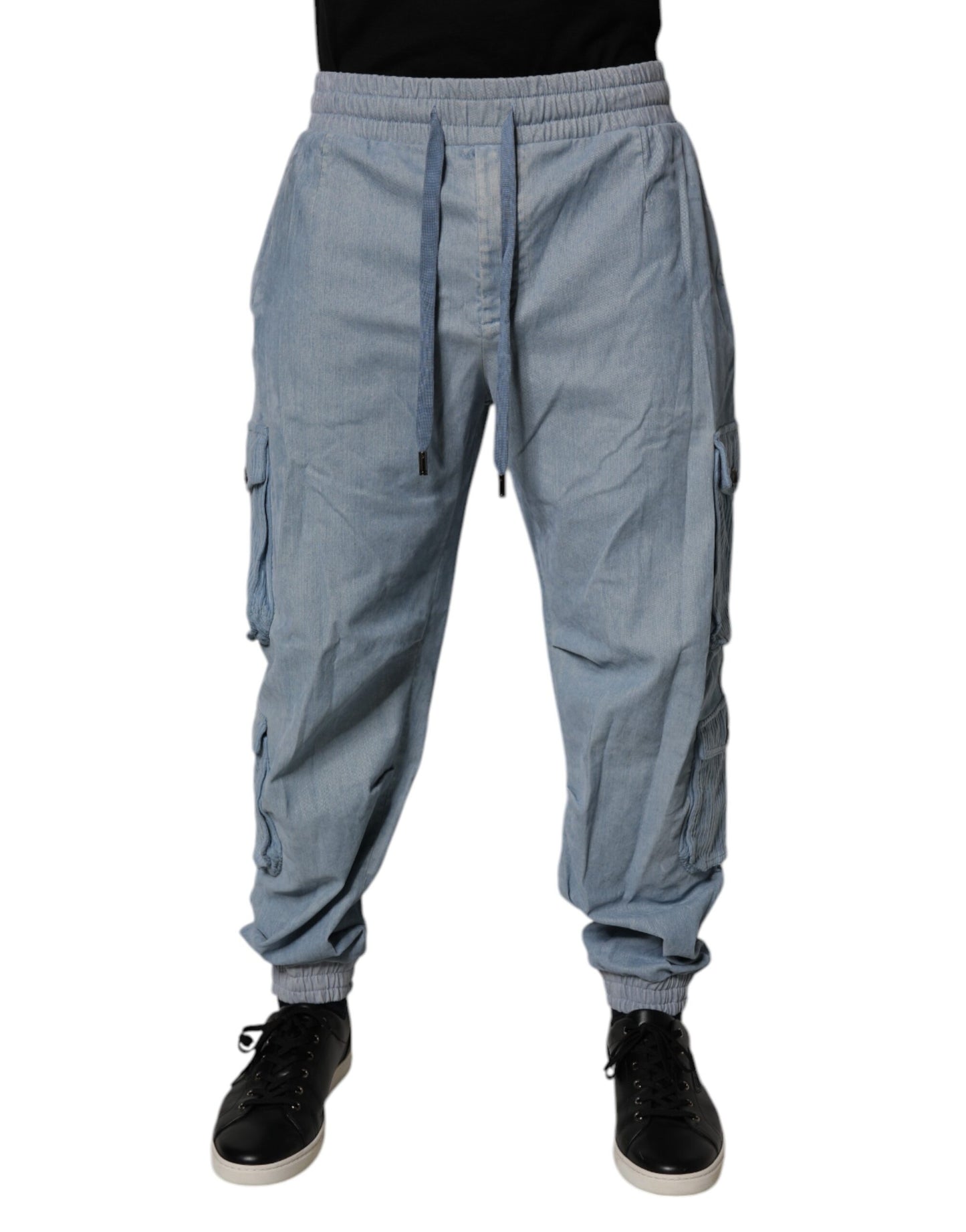 Dolce & Gabbana Hellblaue Cargo-Jogginghose aus Baumwolle für Herren