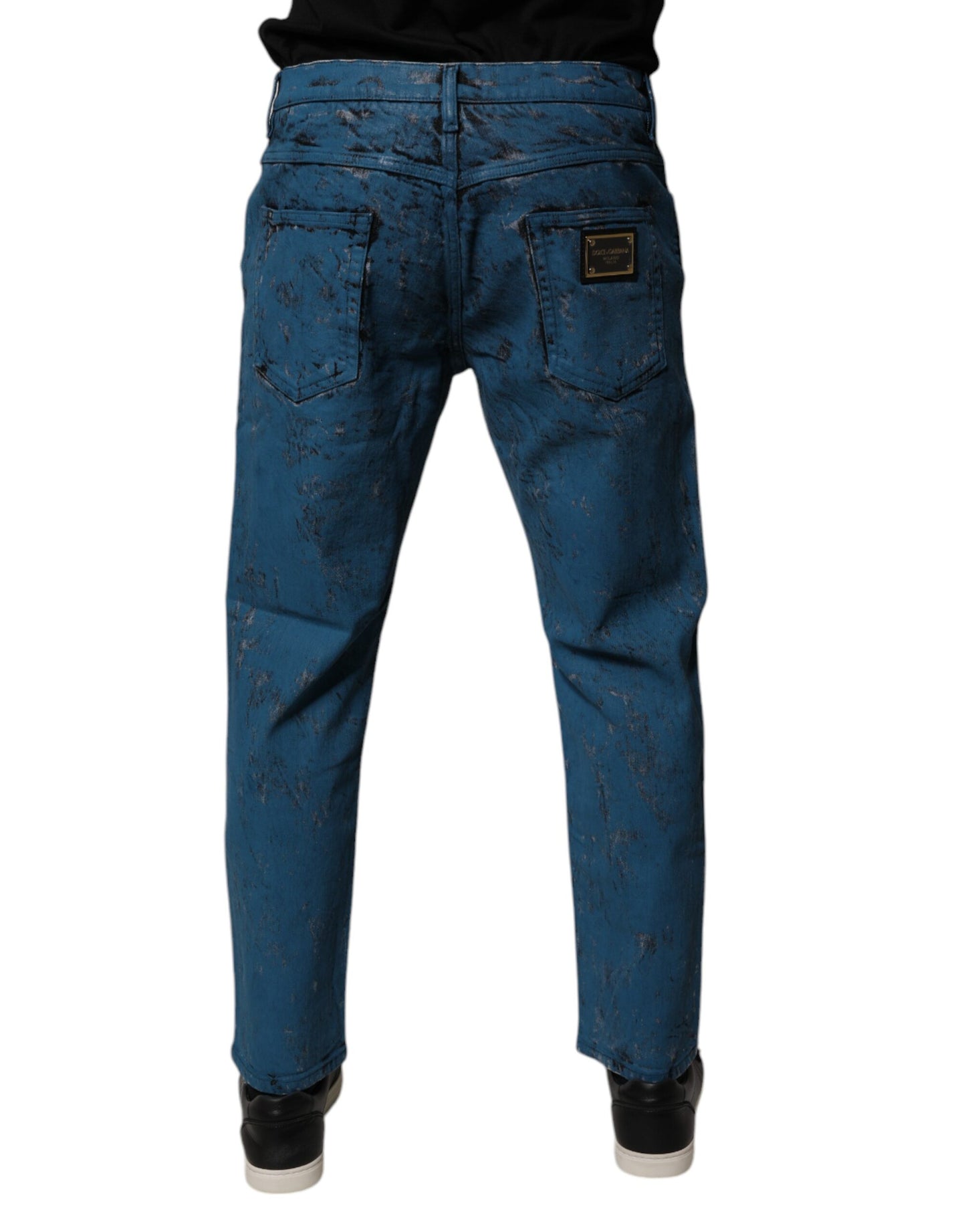 Dolce & Gabbana – Blaue Skinny-Jeans aus Baumwolle mit Batikmuster für Herren