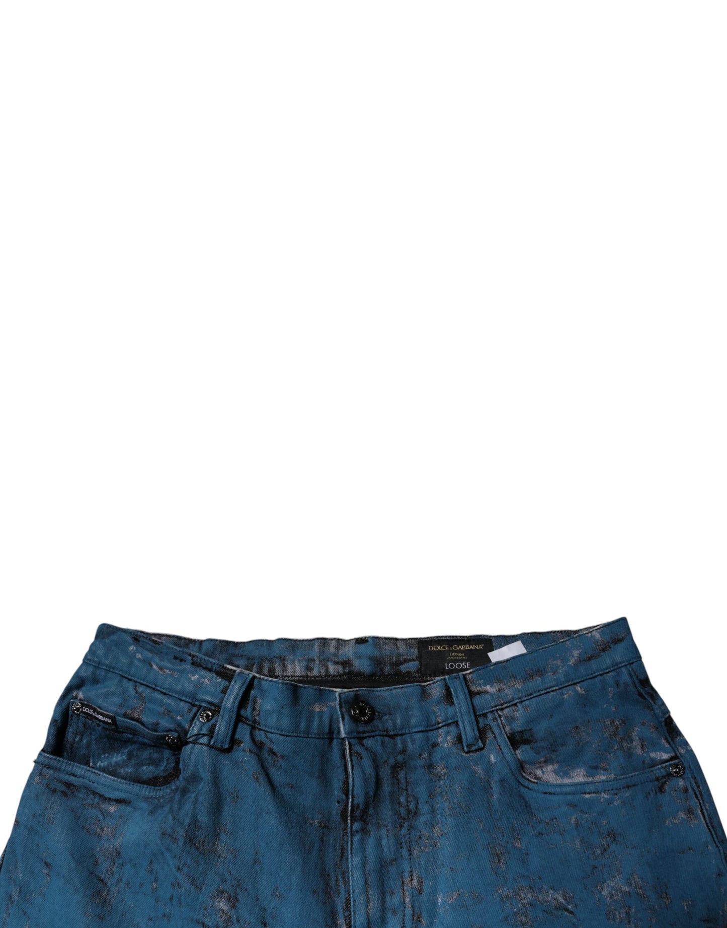Dolce & Gabbana – Blaue Skinny-Jeans aus Baumwolle mit Batikmuster für Herren