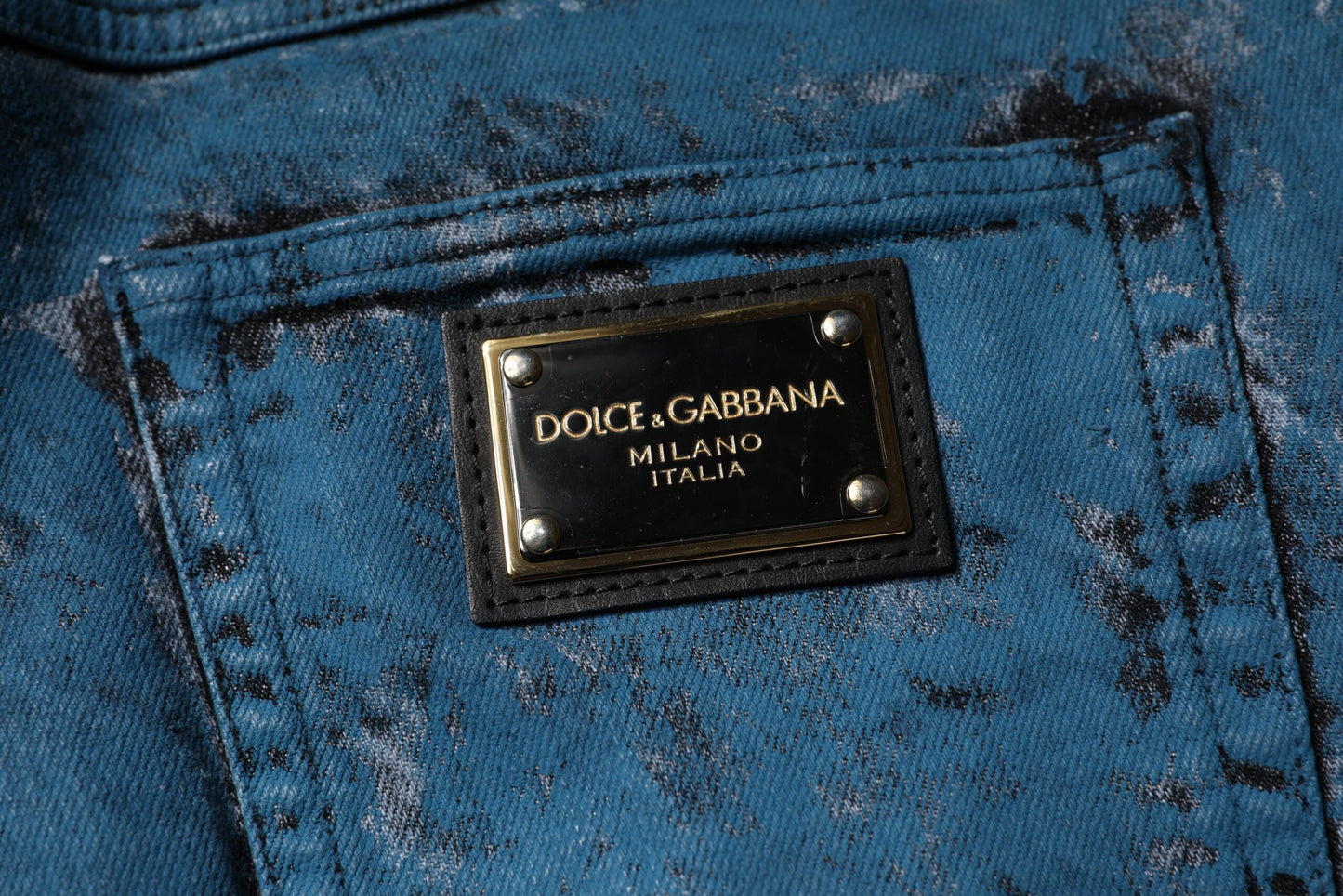 Dolce & Gabbana – Blaue Skinny-Jeans aus Baumwolle mit Batikmuster für Herren