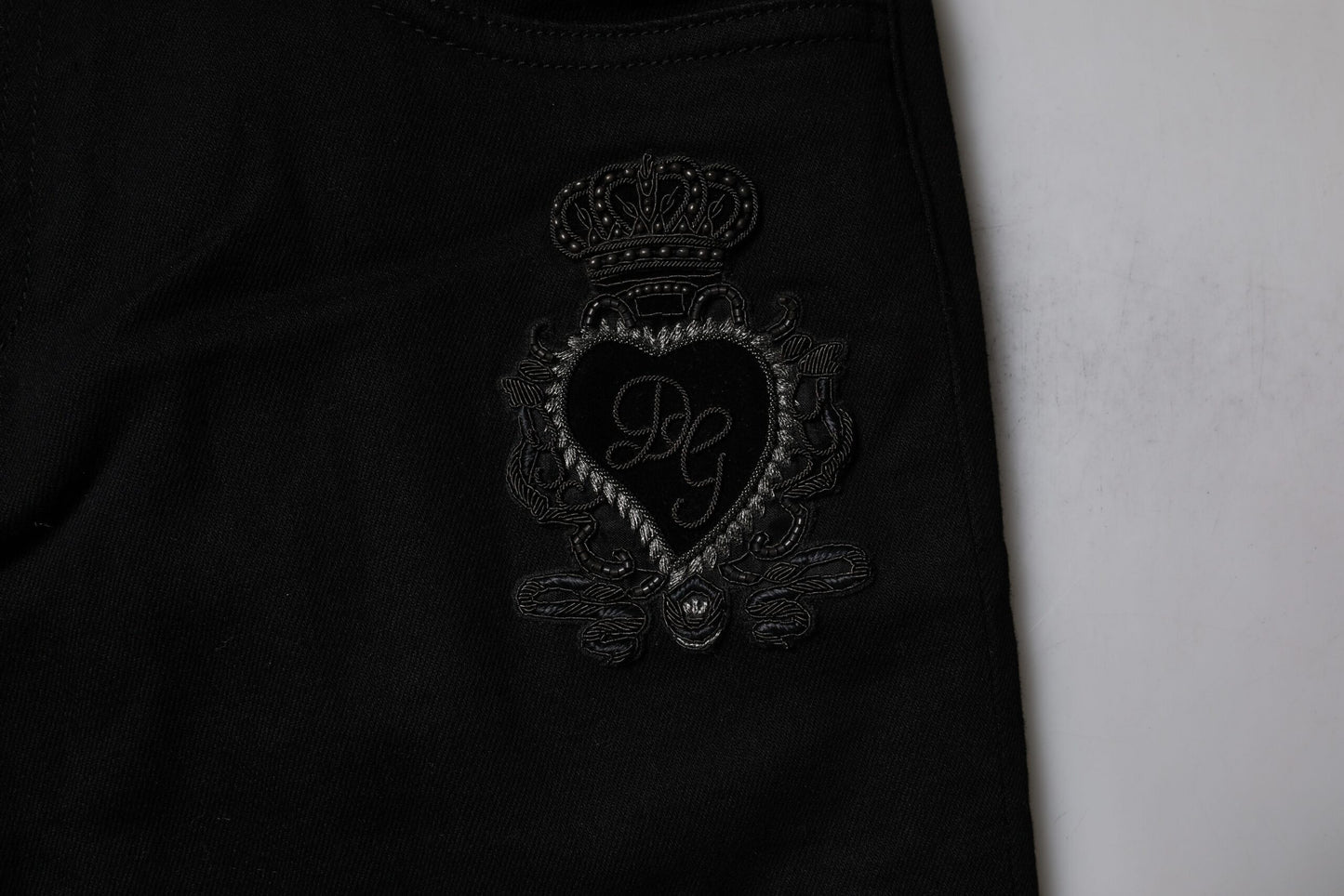 Dolce & Gabbana – Schwarze Skinny-Jeans aus Baumwolle mit heiligem Herzen