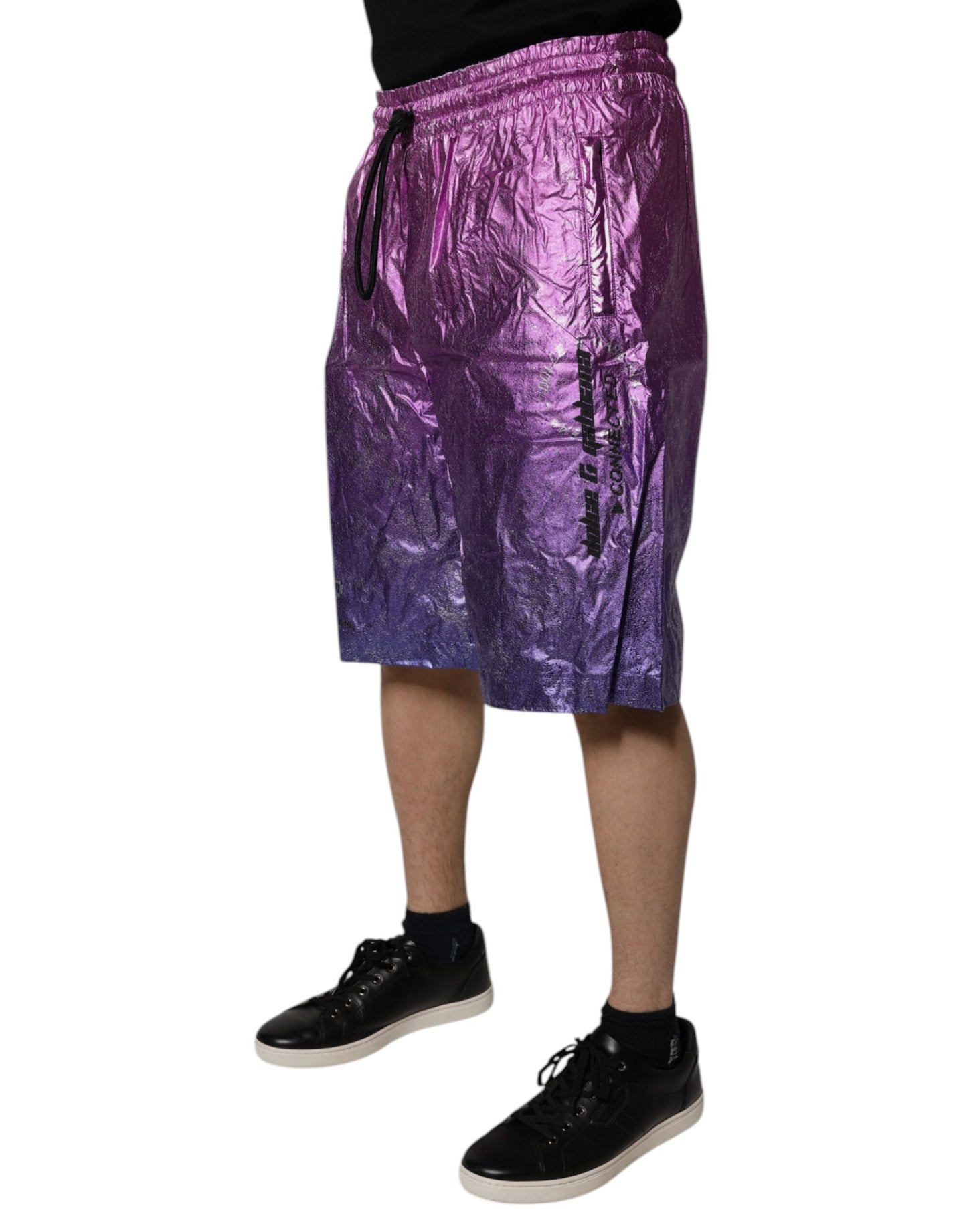 Dolce & Gabbana – Zweifarbige Bermudashorts in Metallic-Pink und Lila