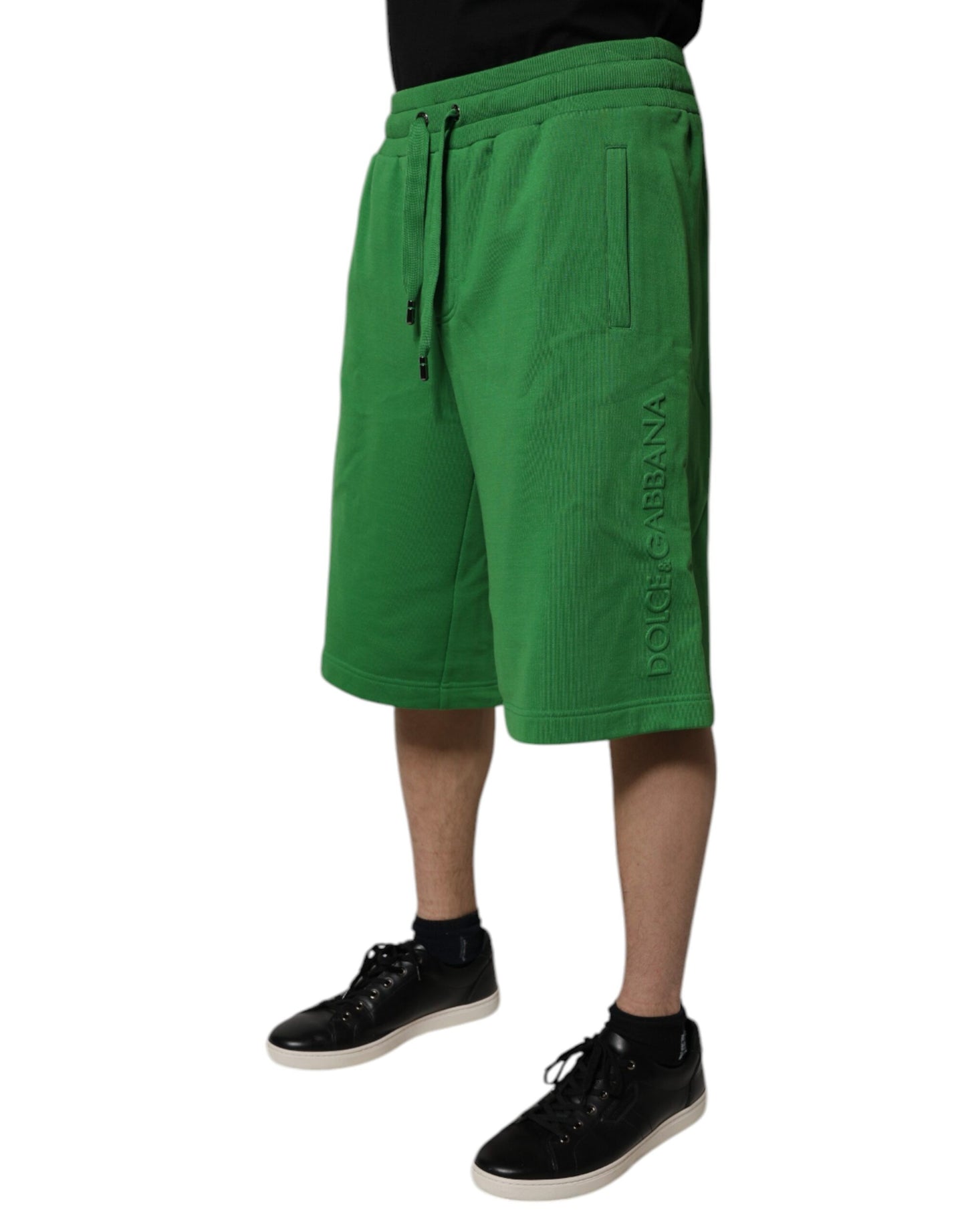 Dolce & Gabbana Grüne Herren-Sweatshorts aus Baumwolle, Bermudashorts