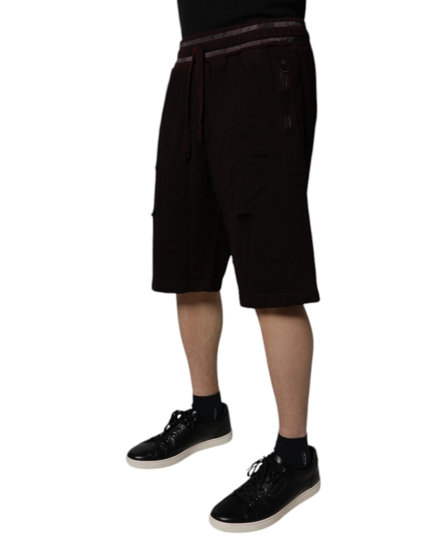 Dolce & Gabbana – Bermudashorts aus Baumwolle mit Logo-Schild in Kastanienbraun für Herren