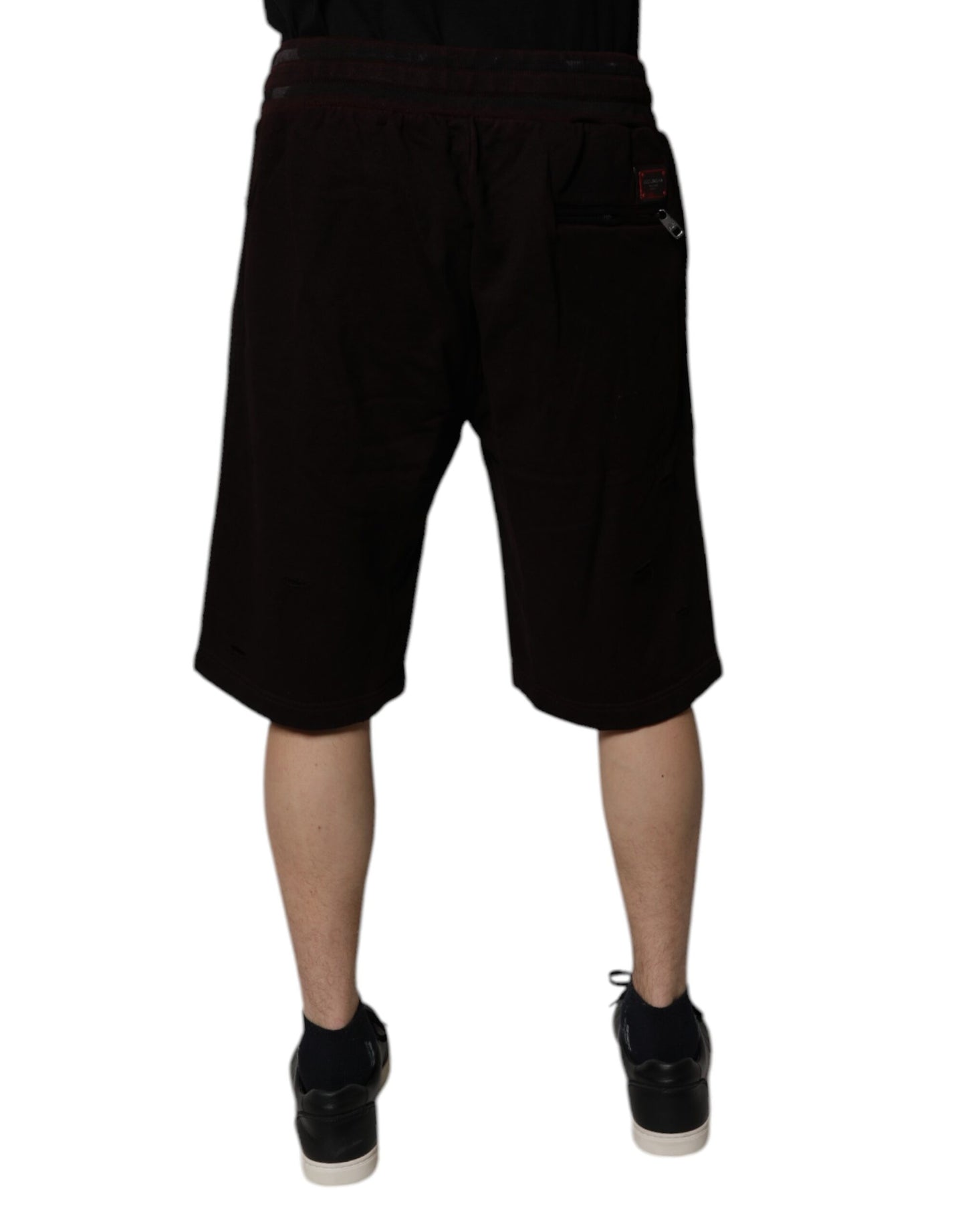 Dolce & Gabbana – Bermudashorts aus Baumwolle mit Logo-Schild in Kastanienbraun für Herren