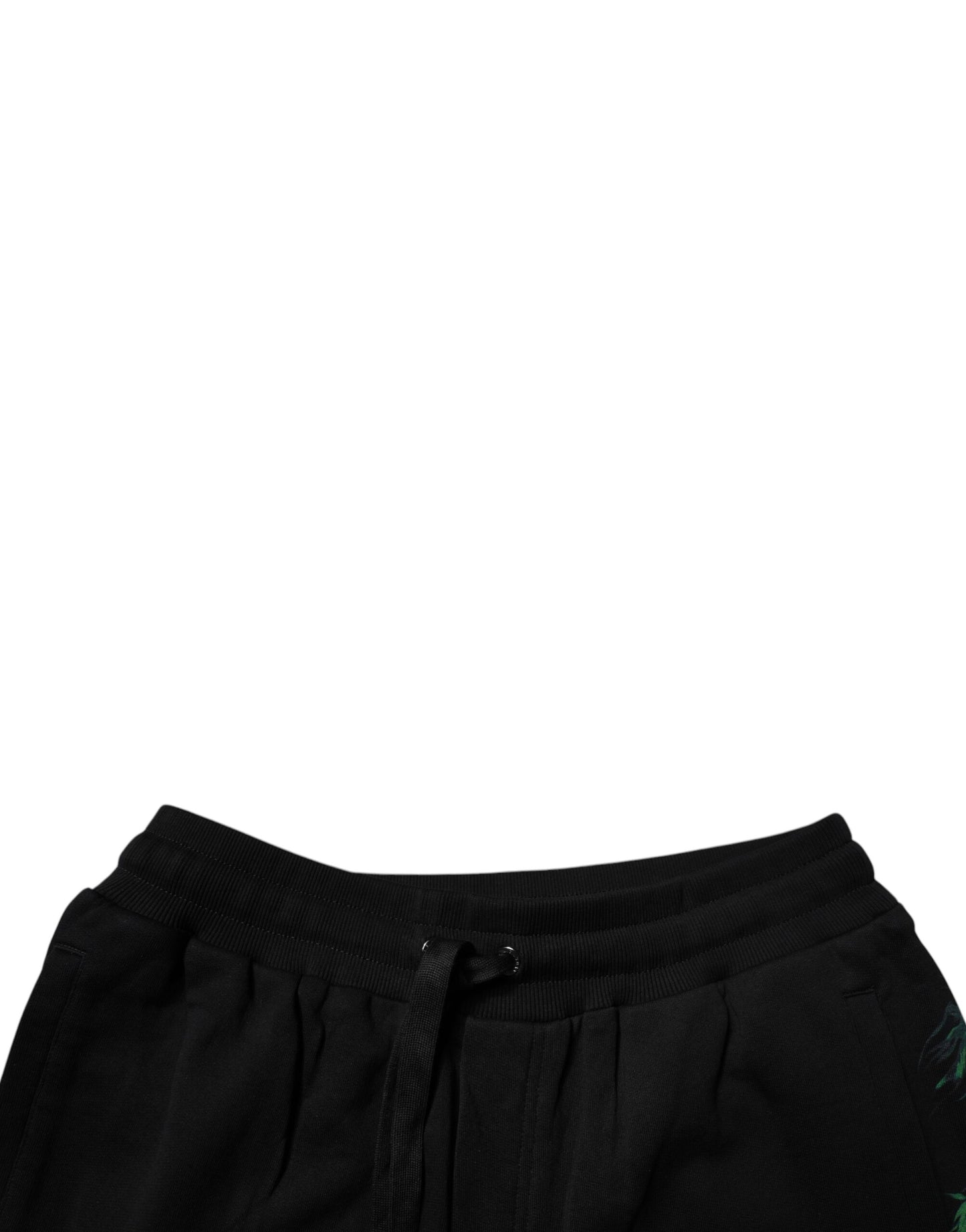 Dolce & Gabbana – Schwarze Bermudashorts aus Baumwolle mit Logo und Blumendruck