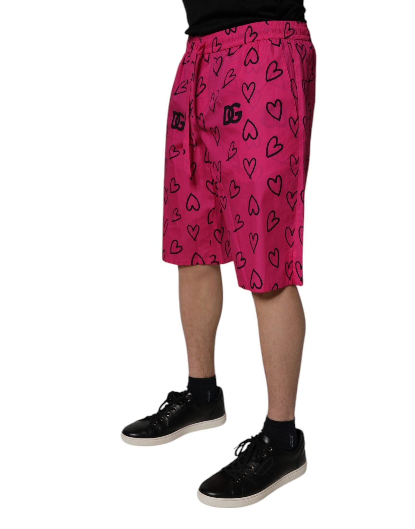 Dolce & Gabbana – Rosa Bermudashorts aus Baumwolle mit Herz-Print