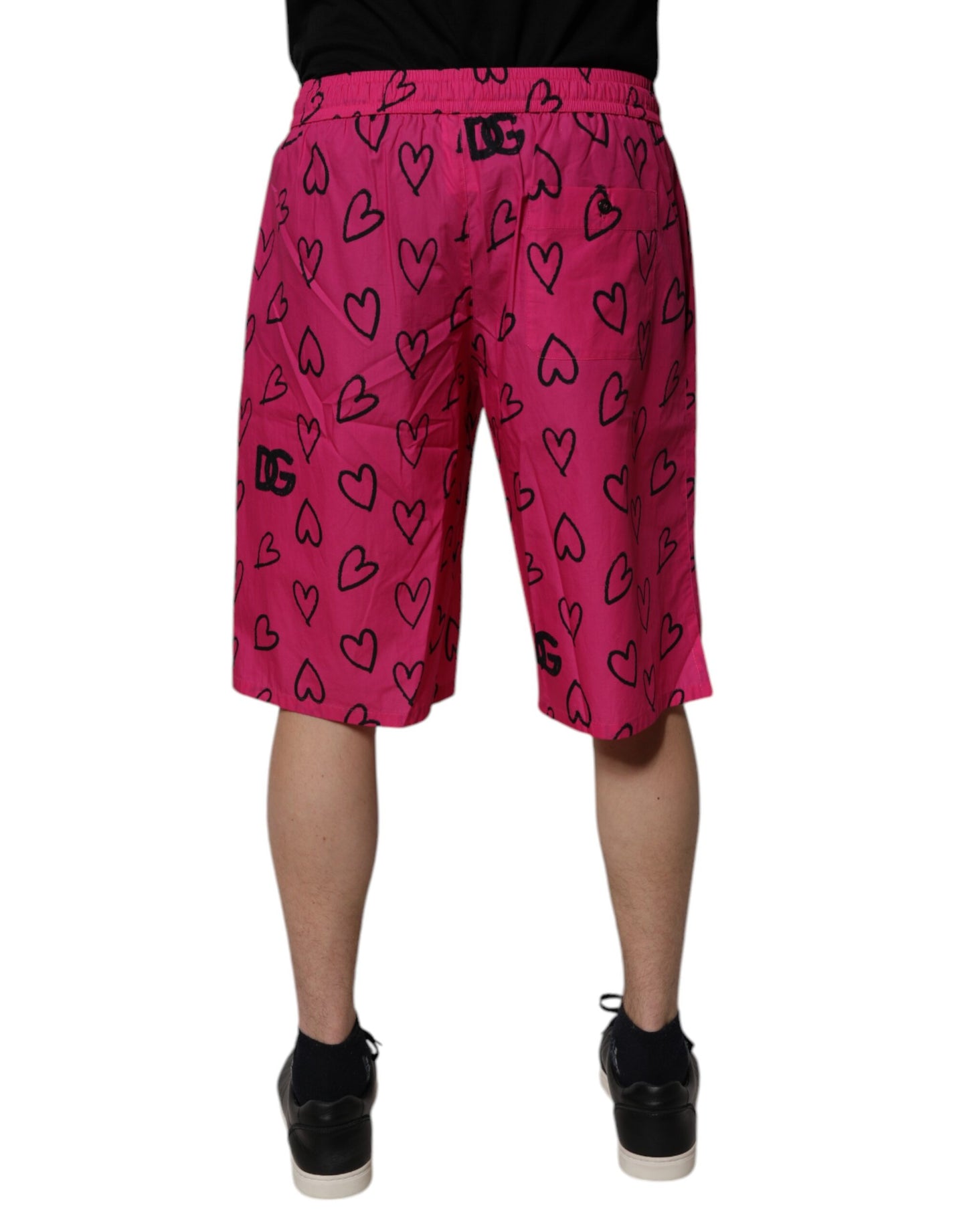 Dolce & Gabbana – Rosa Bermudashorts aus Baumwolle mit Herz-Print
