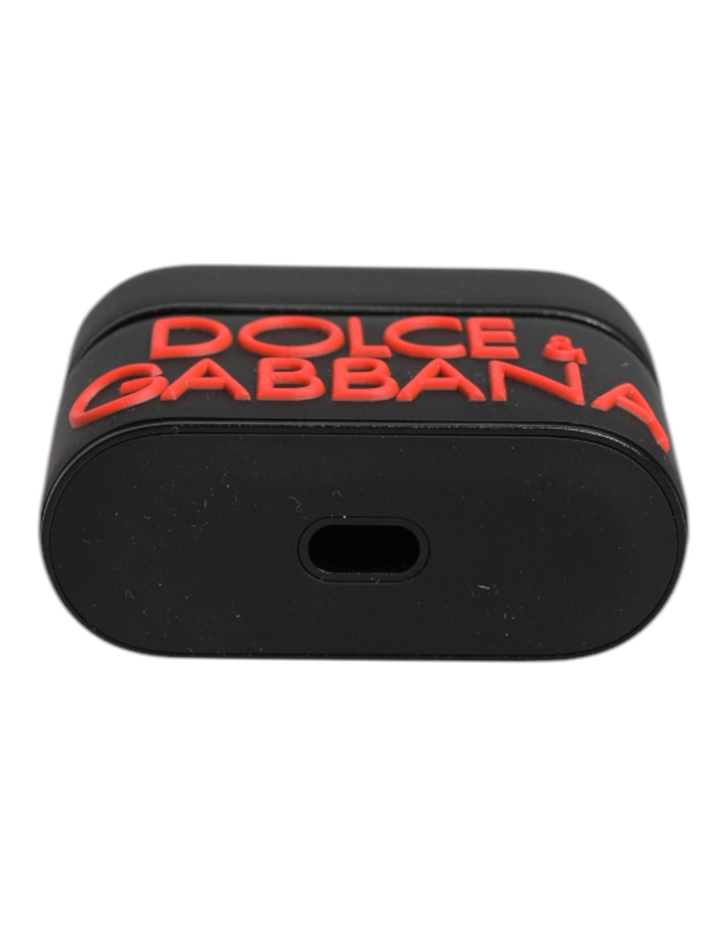 Dolce & Gabbana – Airpods-Hülle aus Silikon mit geprägtem Logo in Schwarz und Orange