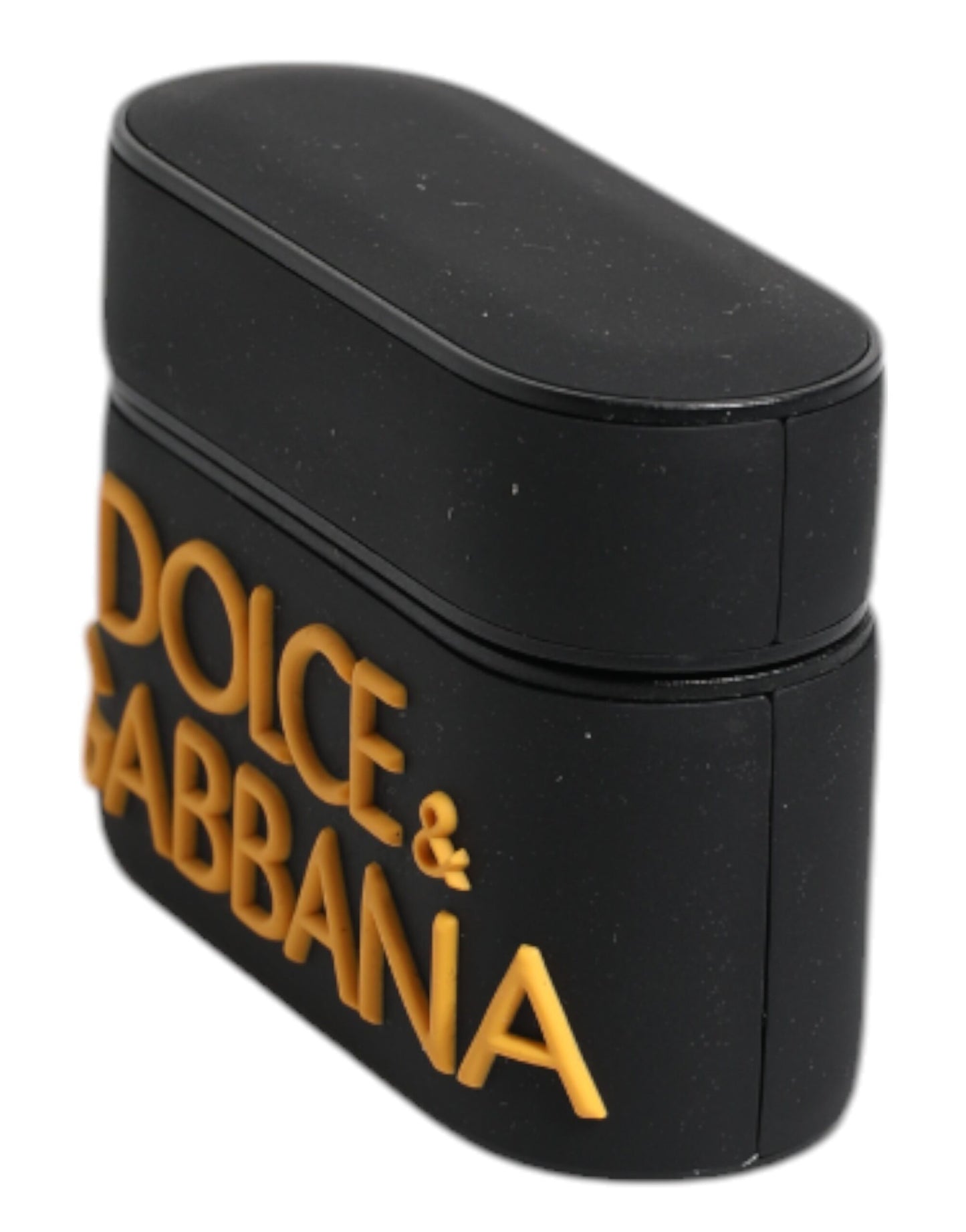 Dolce & Gabbana – Airpods-Hülle aus Silikon mit geprägtem Logo in Schwarz und Gelb