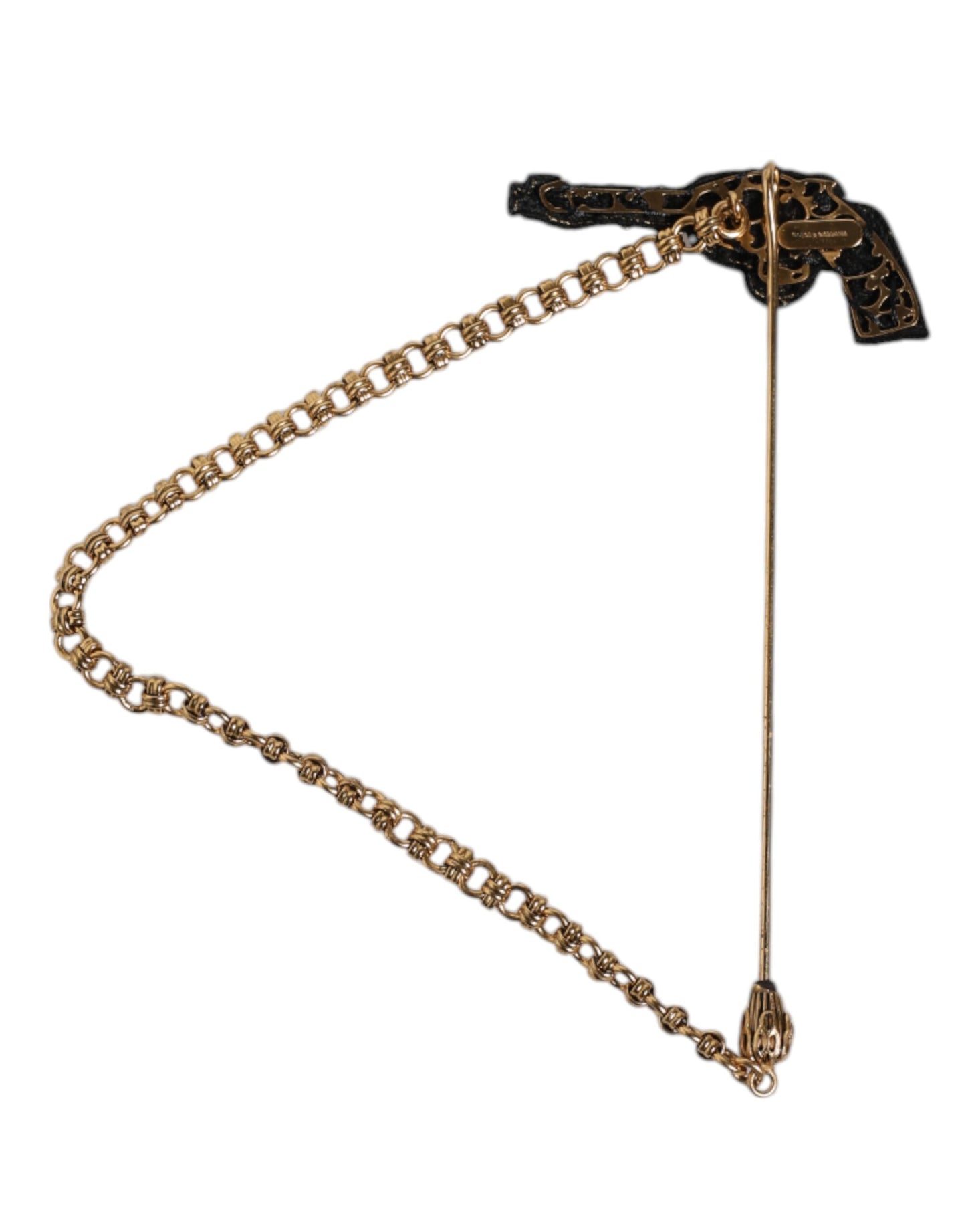 Dolce & Gabbana Revolver-Brosche, Anstecknadel, Schwarzgold, Messing, Kupfer