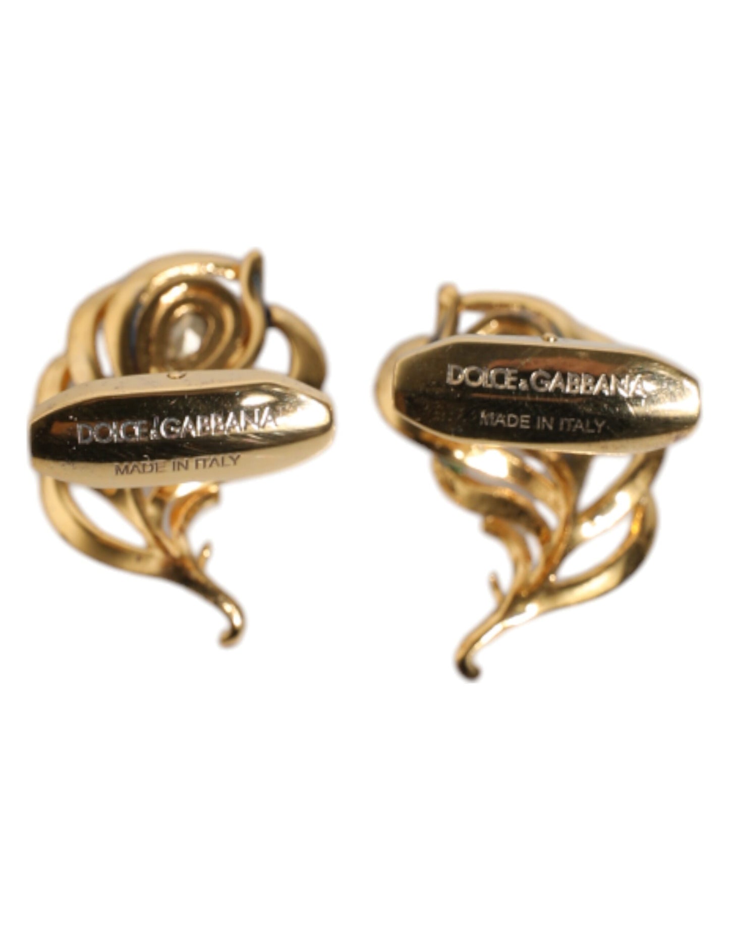 Dolce & Gabbana Manschettenknopf aus 925er Sterlingsilber mit mehrfarbigen Pfauenfedern