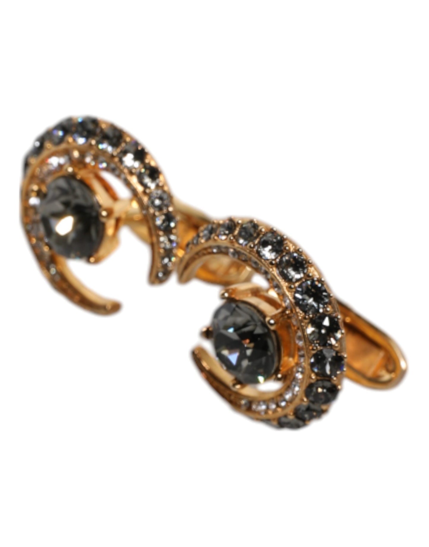 Dolce & Gabbana Manschettenknopf Luna aus Messing, Gold und schwarzem Kristall