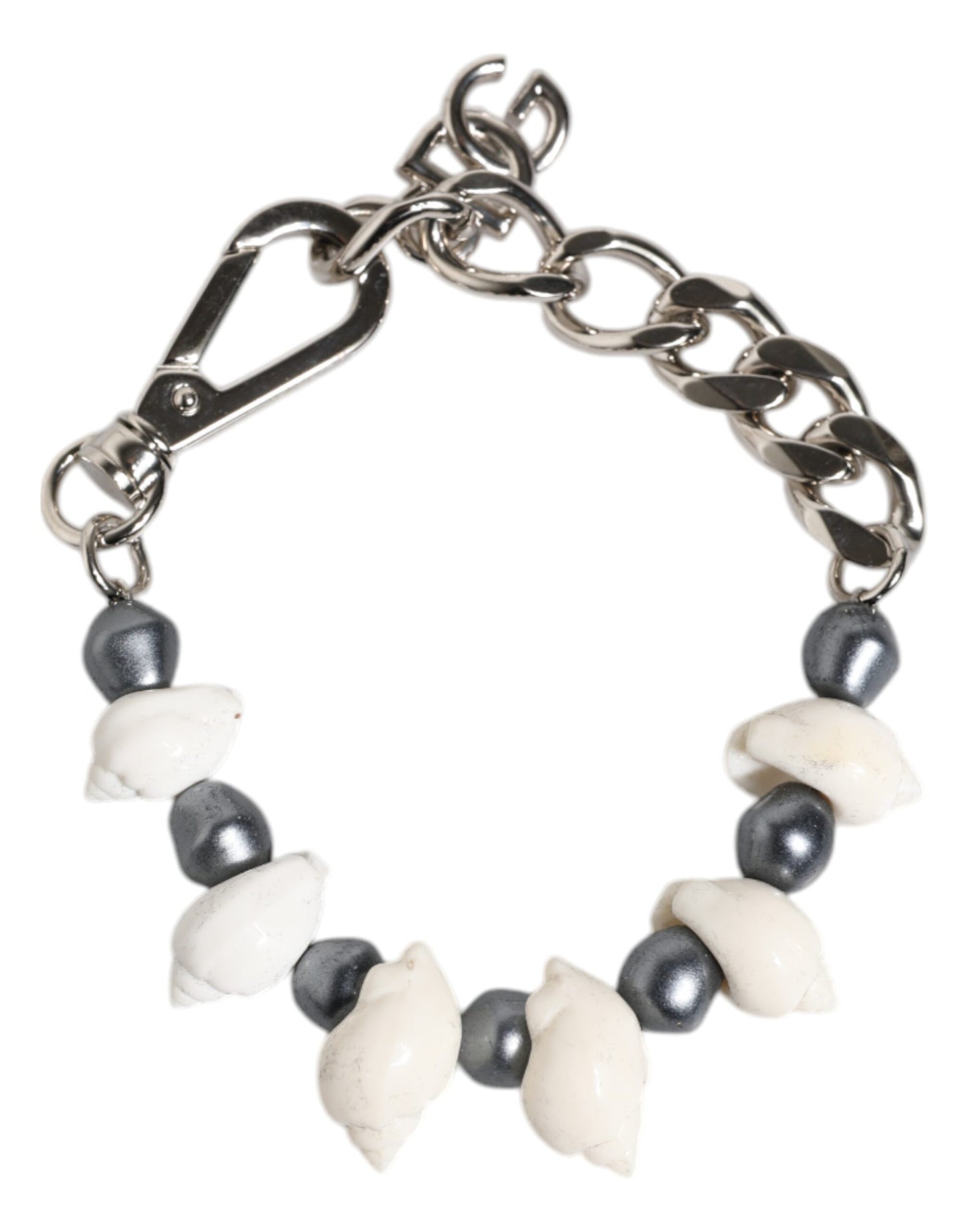 Dolce & Gabbana – Armband mit Muschelanhänger und DG-Logo in Silbertönen
