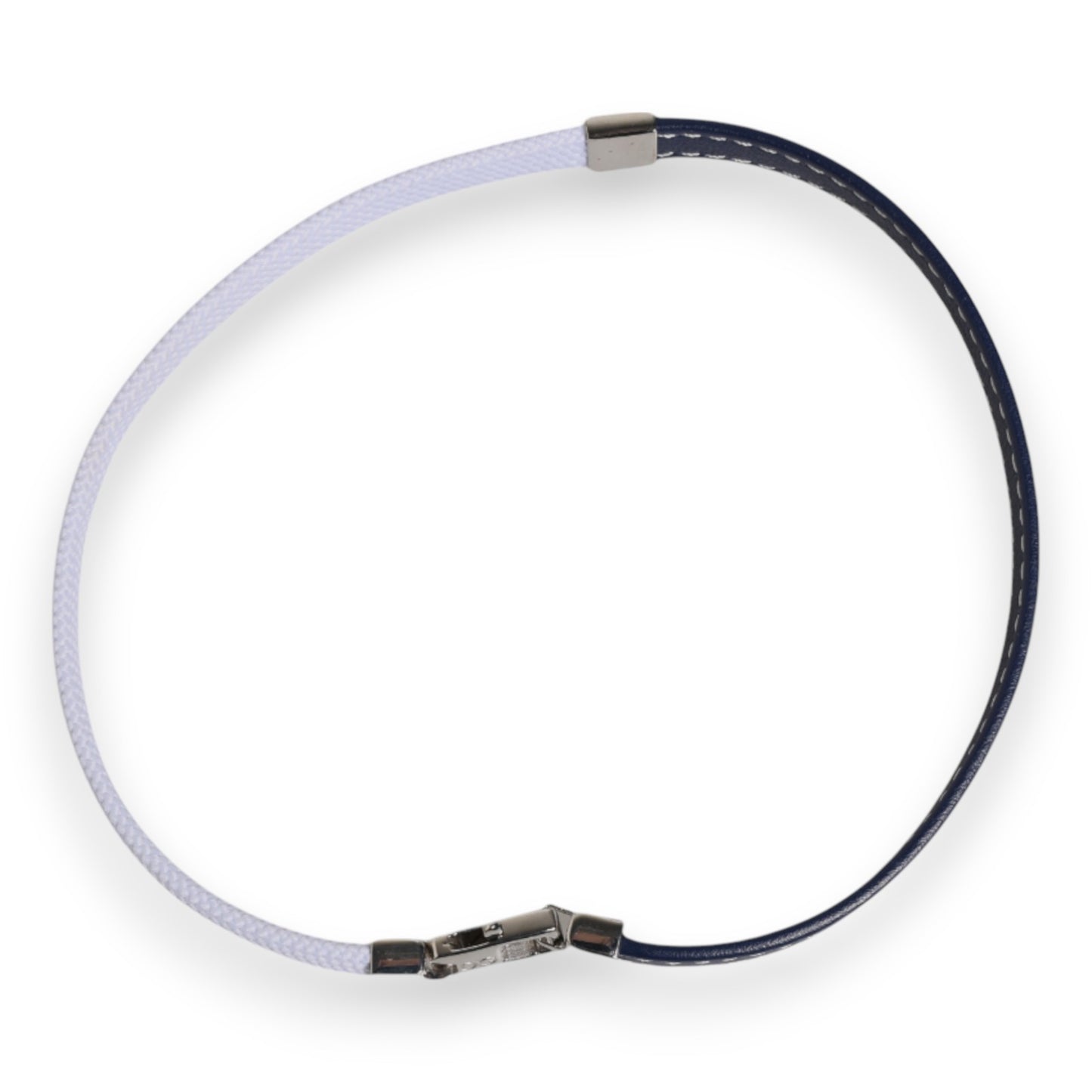 Dolce & Gabbana – Armband mit silberfarbenem Verschluss und blau-weißem Lederbesatz mit DG-Gravur